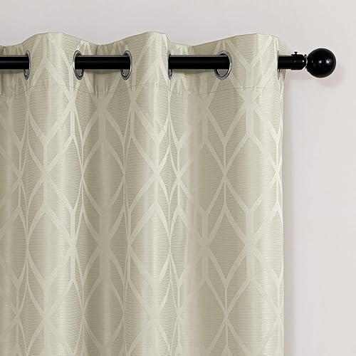 Miniatura 4 de Tienda Basics Cortinas Jacquard 100% opacas de 2 piezas, cortinas para sala de estar y dormitorio, tratamiento de ventana con aislamiento térmico,