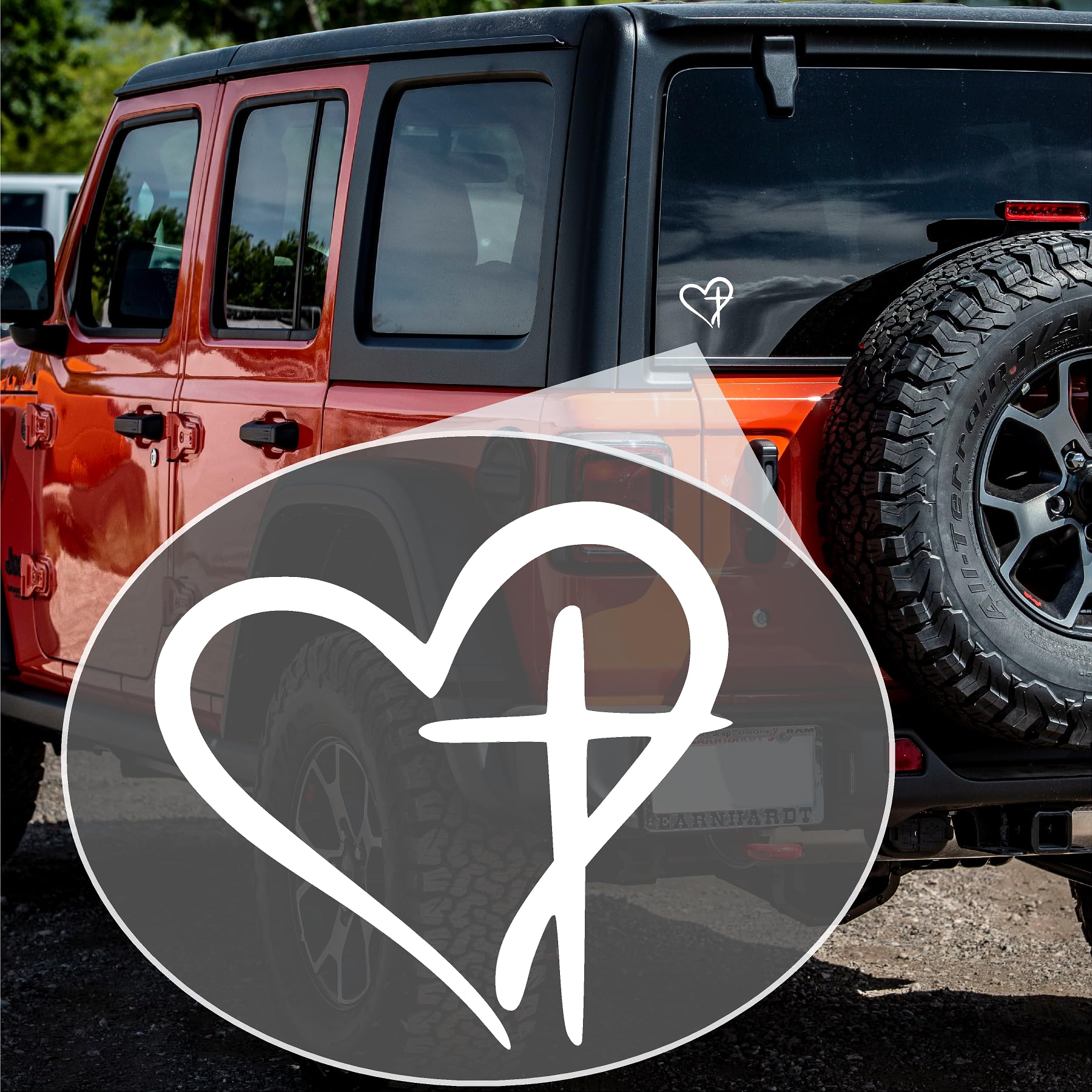 Heart Cross White (R10) Vinyl Decal Sticker Car/Truck Laptop/Netbook Window 4" Inch- by CustomDecal US