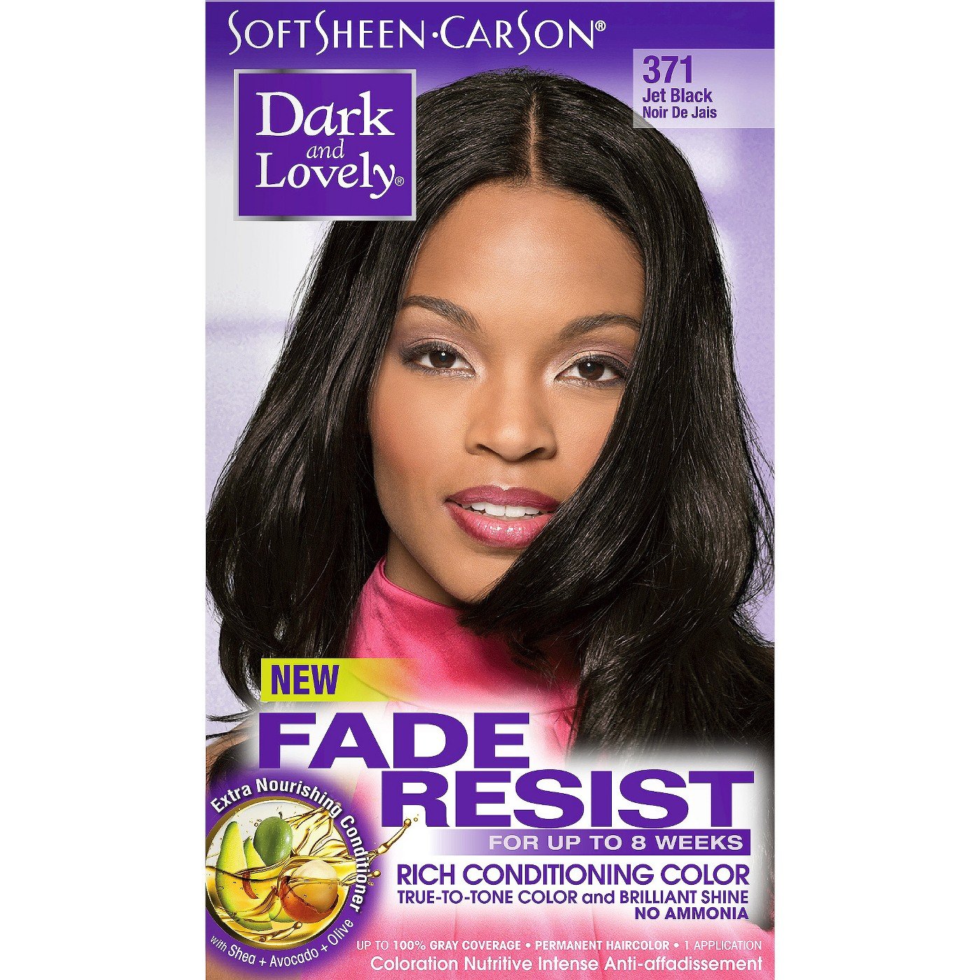 Softsheen Carson Dark And Lovely Permanent Hair Color, Jet Black, #371 Kit (Pack of 10)