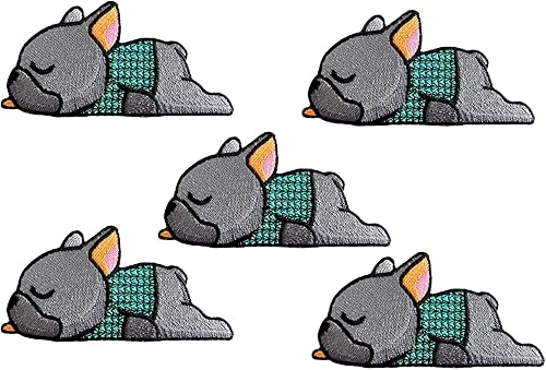 Miniatura 4 de TH Puppy Pet Bulldog francés lindo logotipo de dibujos animados 3 parches para coser hierro en apliques bordados insignia parche chaqueta camiseta