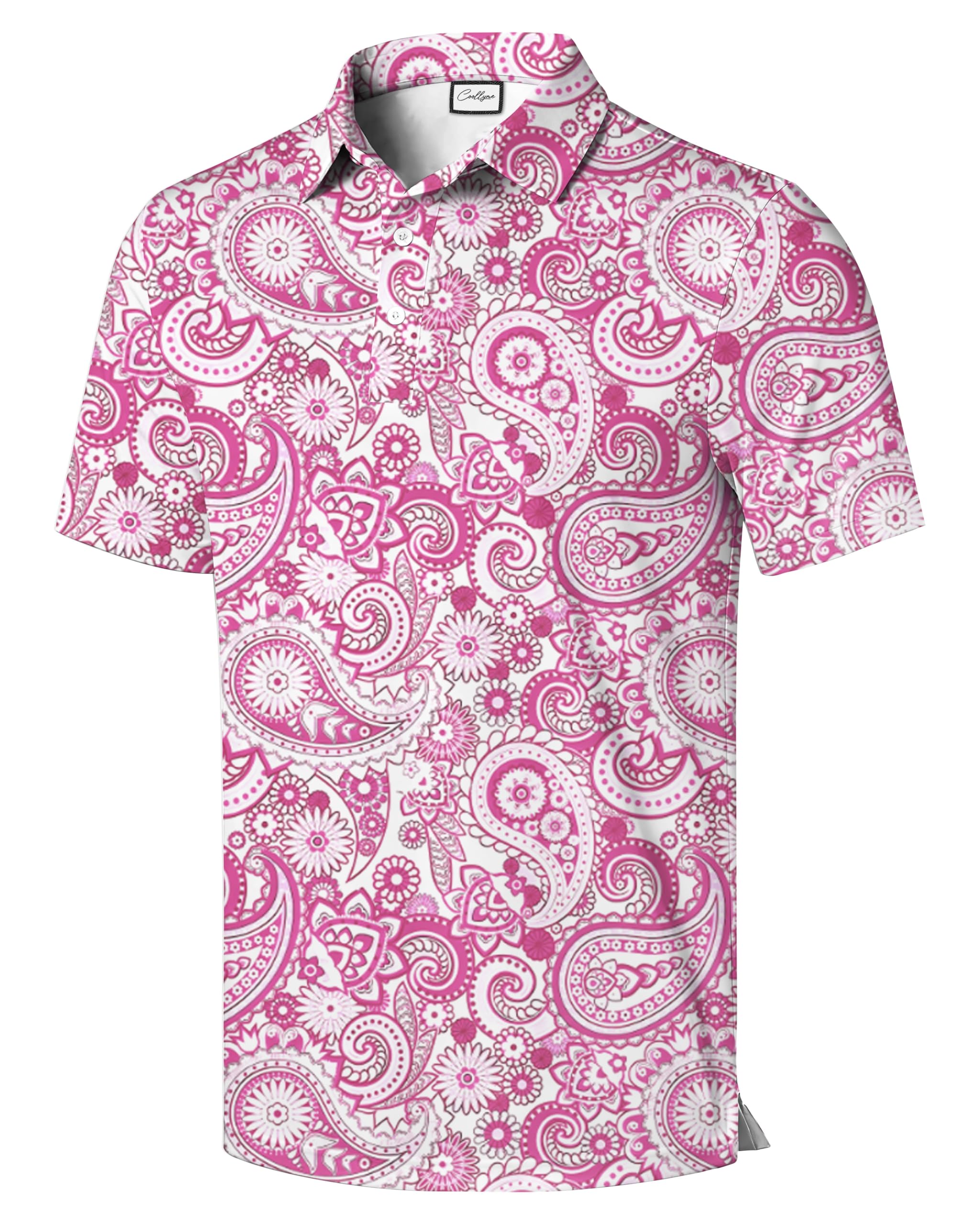 Men's Hawaiian Print Polo Shirt, Short Sleeve Casual Polo Top, Tropical Vacation Party Style
