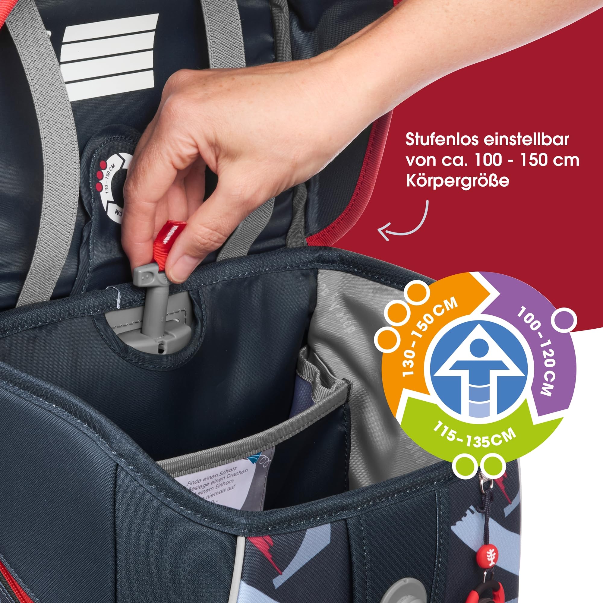 Step by Step Schulranzen-Set SPACE „Sports Car Mick“ 5-teilig, grau-rot, Auto-Design, ergonomischer Tornister mit Reflektoren, höhenverstellbar mit Hüftgurt für Jungen ab der 1. Klasse, 20L