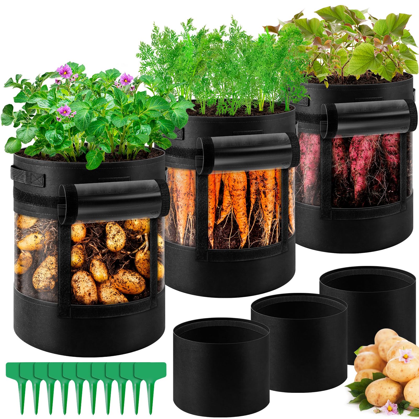 UJG 3-Pack 10 Gallon Potato Grow Bags