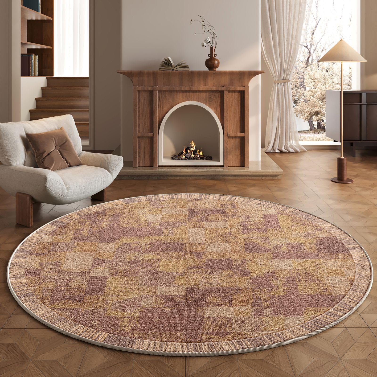 Tapis rond pour chambre d'enfant lavable et antidérapant pour salon