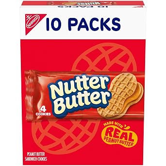 NUTTER BUTTER Peanut Butter Sandwich Cookies, 10 Snack Packs 4 Cookies Per Pack