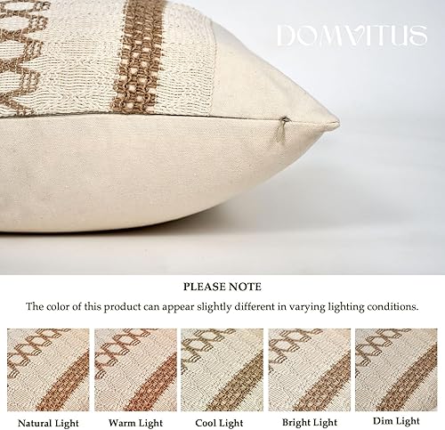 Miniatura 4 de DOMVITUS Funda de almohada de 12 x 20 pulgadas, funda de almohada bohemia para decoración de granja, funda de almohada neutra para sala de estar,