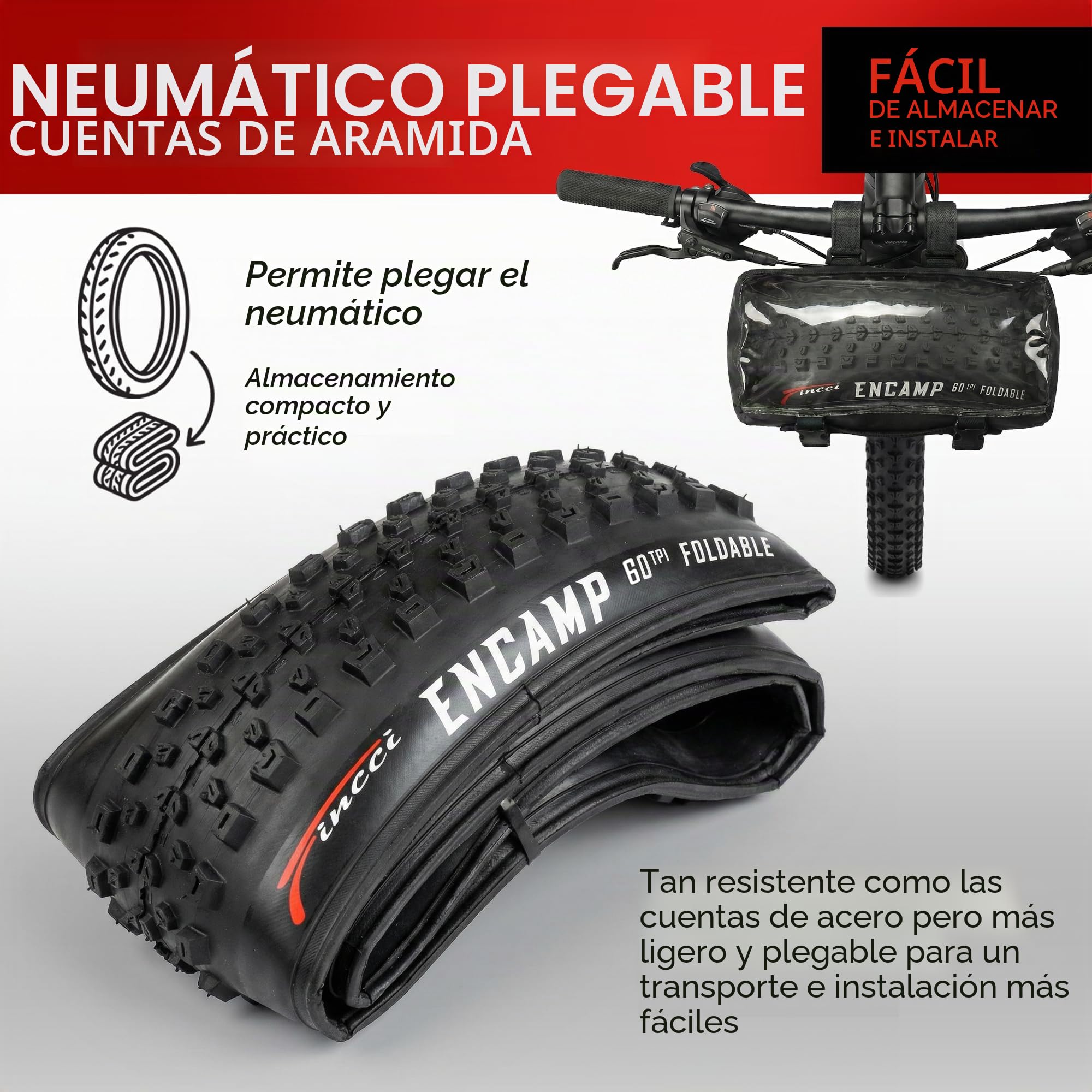 Fincci Bici Cubiertas MTB 27.5 x 2.25 Pulgadas - Par de Plegable Neumáticos 54-584 con 1mm Antipinchazos, Gomas 27,5 para Adulto Mountain Bike, Eléctrica, Montaña Bicicleta - Pack de 2 para Ciclismo