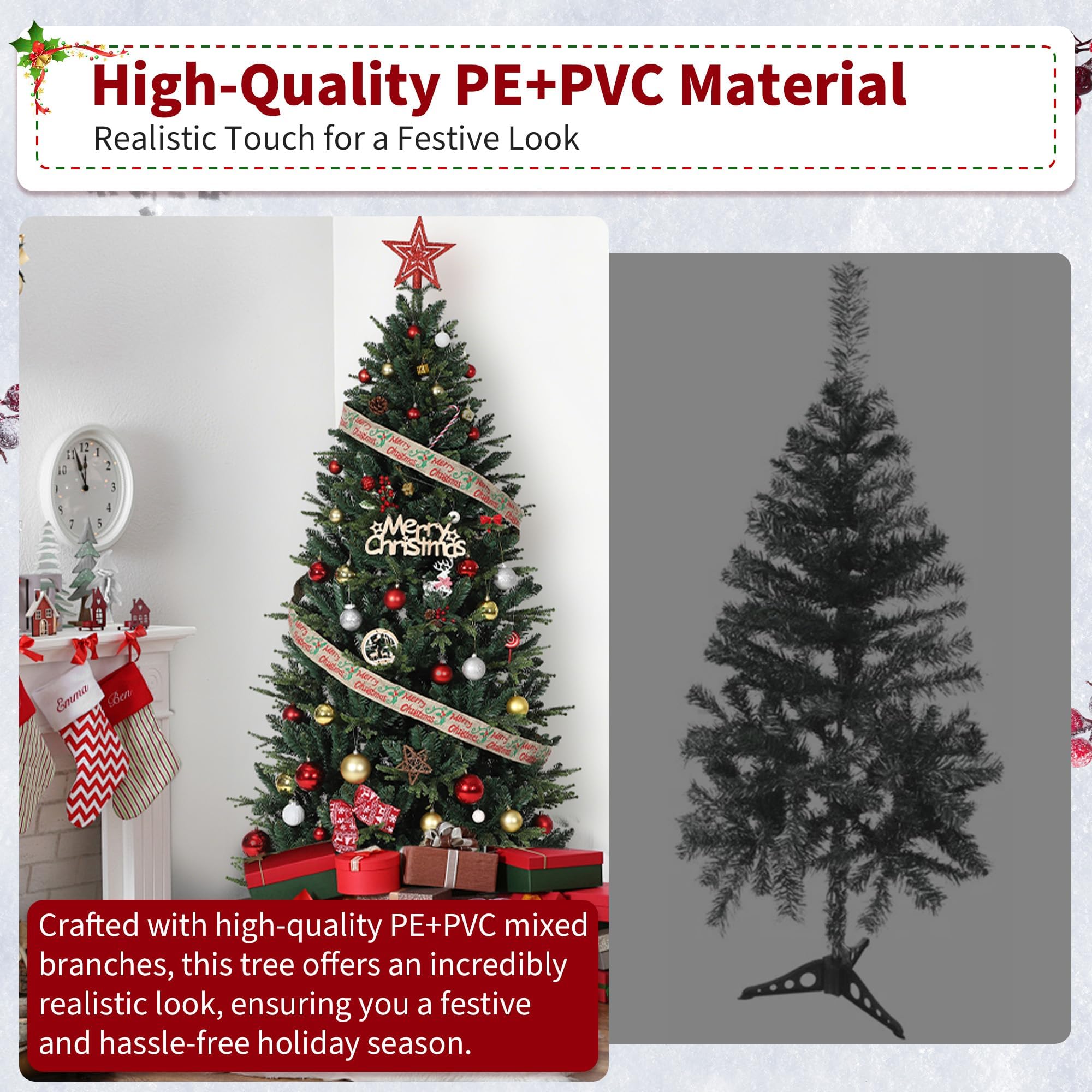 Zstar hochwertig künstlicher Weihnachtsbaum – 150 cm Nordfichte, dicht, aus PE/PVC, innovatives Schirmsystem, langlebig & nadelfrei, perfekte Dekoration – 5FT (Europe)