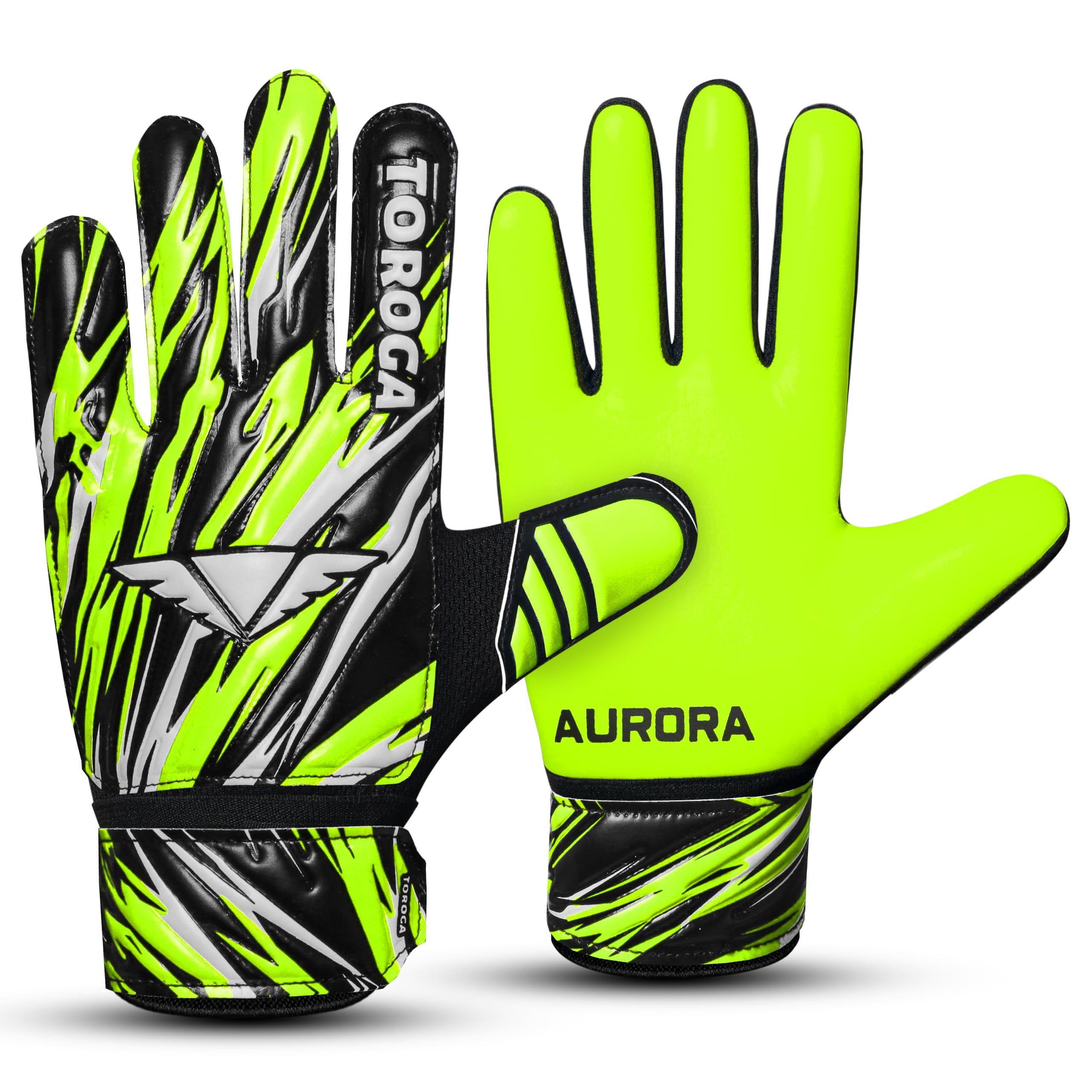 TOROGA Fußball-Torwarthandschuhe für Jungen, Kinder, Jugendliche, Fußball-Torwarthandschuhe mit 4 mm Latex-gepolsterter Handfläche, Super Grip Palm-Torwarthandschuhe