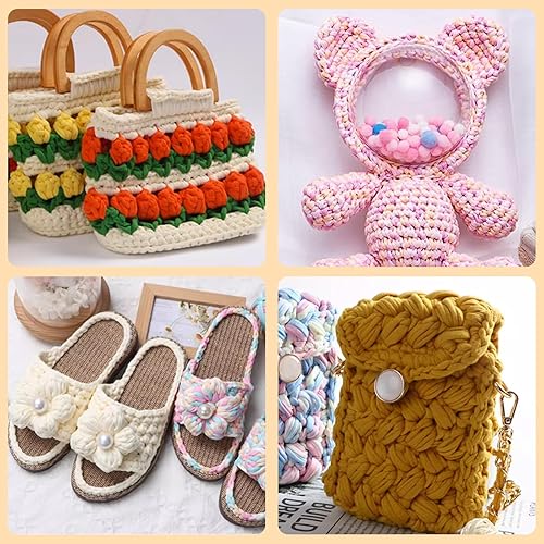 Miniatura 7 de Hilo fácil para principiantes, hilo grueso grueso de 1.76 x 1.76 oz con costuras fáciles de ver, hilo de relleno de algodón con accesorios de