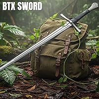 Vista 5 de BTX Espada – Longitud total de 44.25 pulgadas, hoja de acero al carbono 1060, elegante pomo en forma de flor – Guardia de acero inoxidable, mango