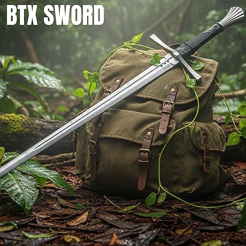 Miniatura 5 de BTX Espada  Longitud total de 44.25 pulgadas, hoja de acero al carbono 1060, elegante pomo en forma de flor  Guardia de acero inoxidable, mango TPR
