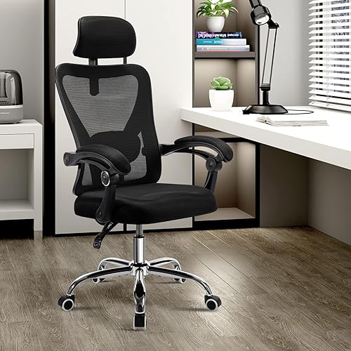 Miniatura 2 de ACCHAR Silla de oficina ergonómica, silla de malla reclinable, silla de escritorio para computadora, silla giratoria con reposabrazos acolchados,