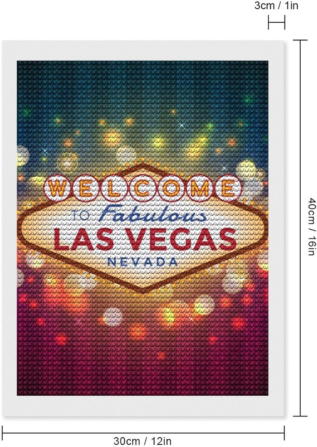 Welcome Las Vegas Diamond 5D Painting Full Round Drill Art Picture DIY Home Wall Decor for Beginners Adults