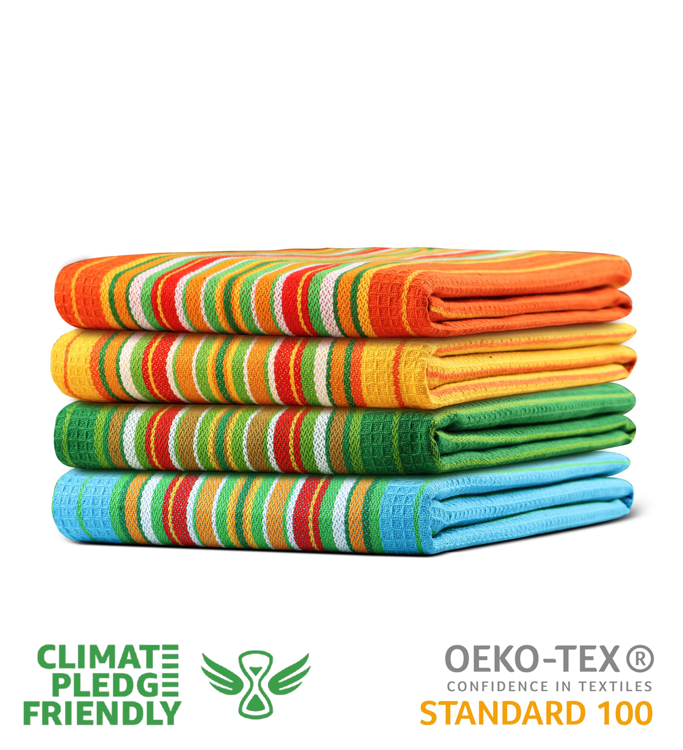 Urban Villa Kitchen Towels 100% Cotton Dish Towels for Kitchen(Set of 4)20”x30” Dish Cloths Highly Absorbent Kitchen Linen Set with Hanging Loop Perfect for Drying Dishes Cleaning Towels -Multi Color