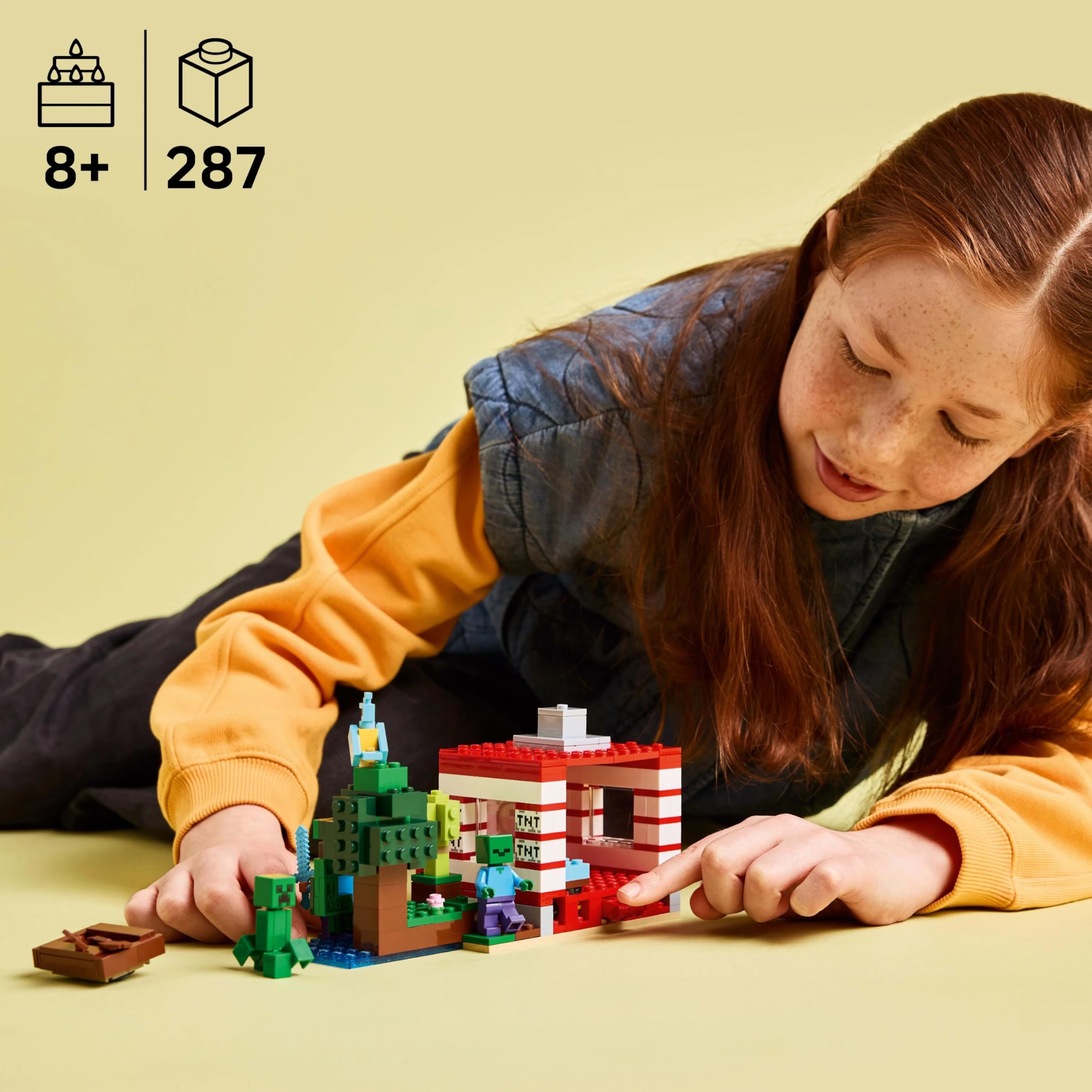 LEGO Minecraft Dom TNT w dżungli, kolekcjonerska zabawka dla dziecka, zestaw konstrukcyjny dla chłopców i dziewczynek, pomysł na prezent dla gamera, dla 8-latków i starszych fanów gry 21275