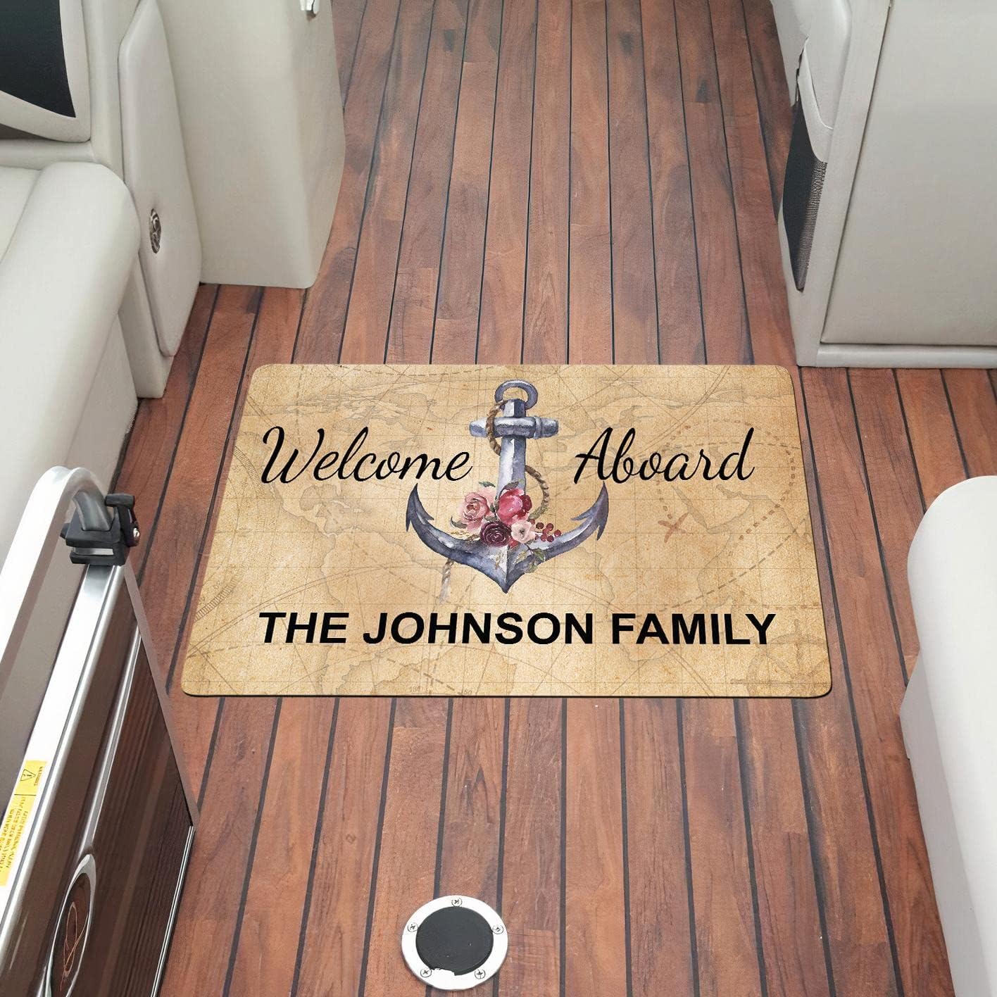 Personalized Aboard Boat Mat Custom Family Name