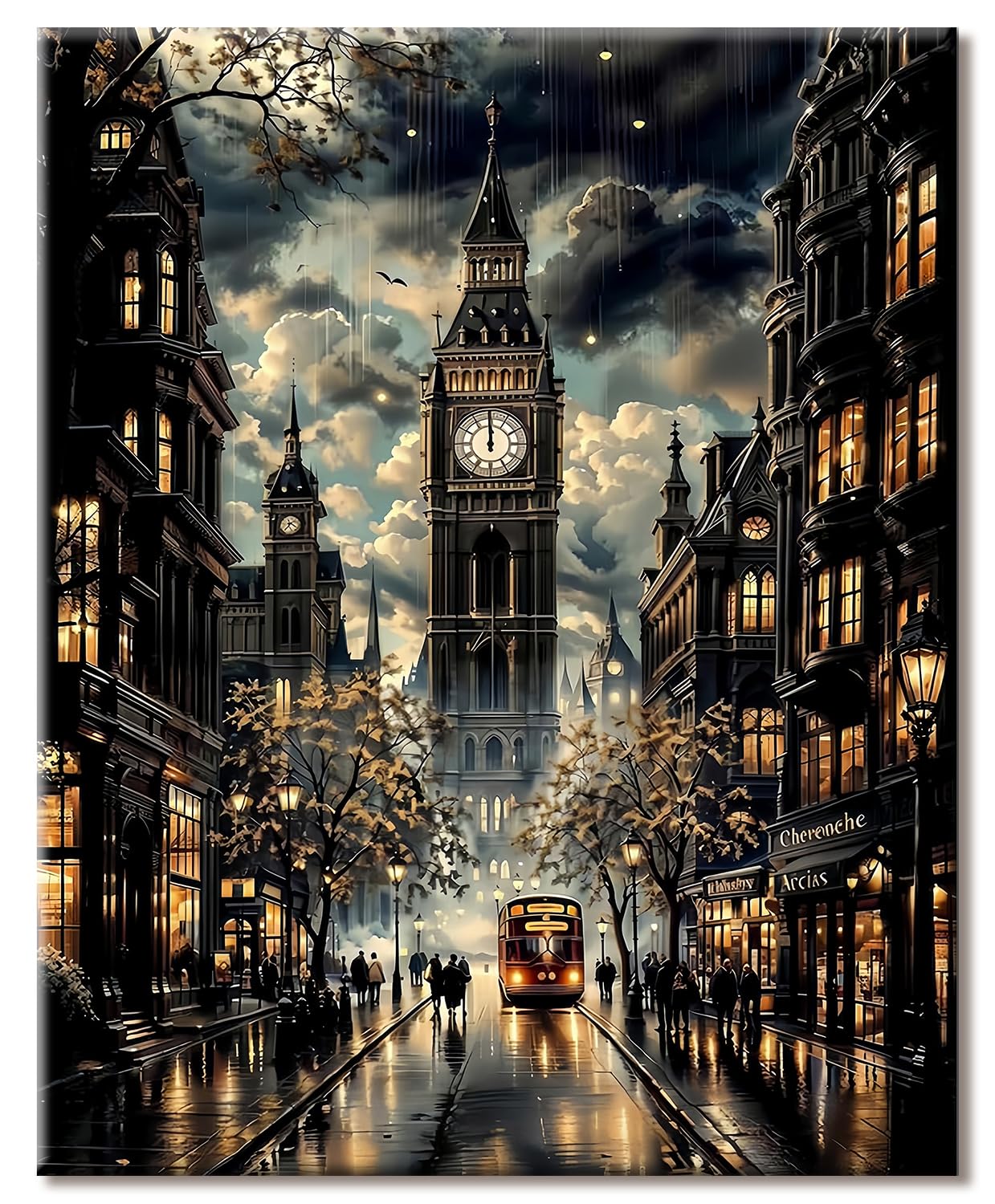 77iiAii Paint by Numbers Adults, Cityscape, DIY Hand Painted Oil Painting, Wrinkle-Free Canvas Kit - 40 x 50 cm