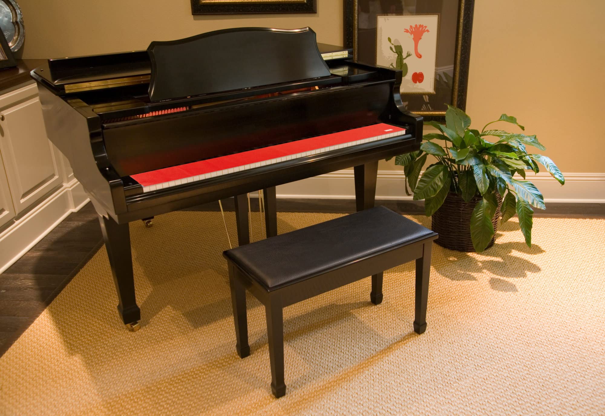 Tapis de Clavier Modèle “Kirstein” - Protection anti-poussière en feutre de qualité supérieure - Tapis pour piano, piano à queue et piano numérique - Rouge