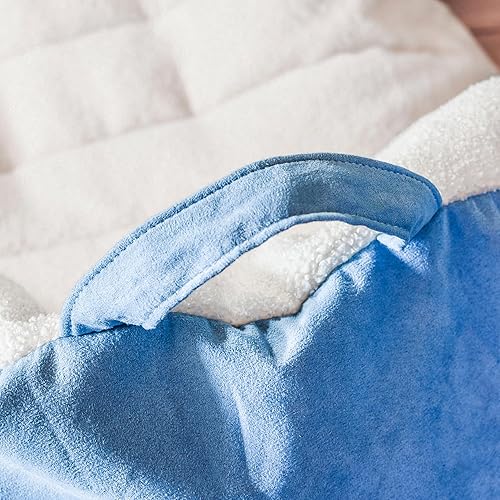 Miniatura 7 de Big Joe Roma - Puf, sherpa de avena y gamuza vegana azul polvoriento, poliéster suave, 3 pies