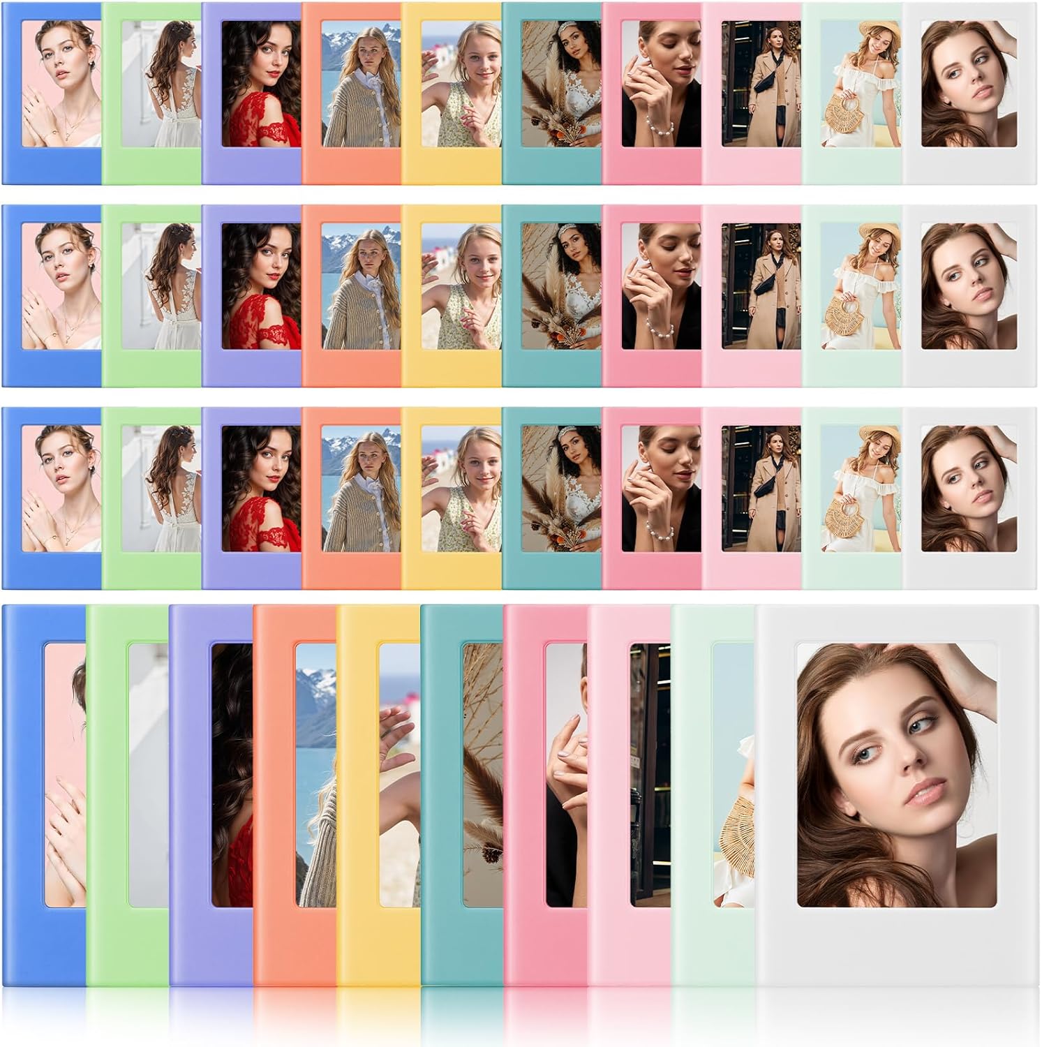 40 Pack Mini Magnetic Picture Frames 2x3 Inch Picture Frames Small Table Photo Holder Compatible with Fujifilm Film Photos for Fridge Table Locker Whiteboard (10 Colors)