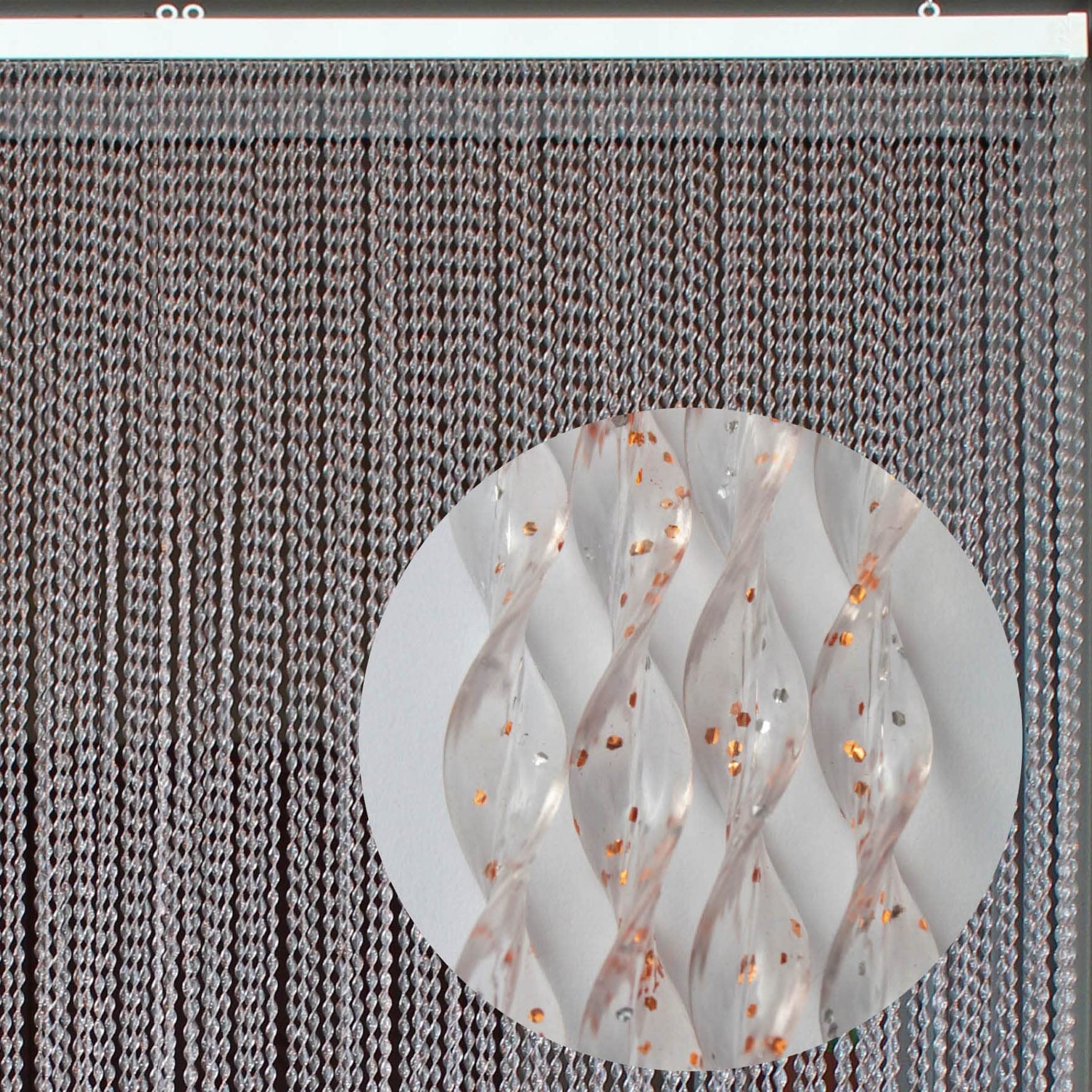 Cirillo Tende Tenda/Moschiera PVC –Modello 21 - Asta in Alluminio - Made in Italy - Misure Standard (95X200 / 100X220 / 120X230 / 130X240 / 150X250) - ( 100X220, Marrone Glitter Oro