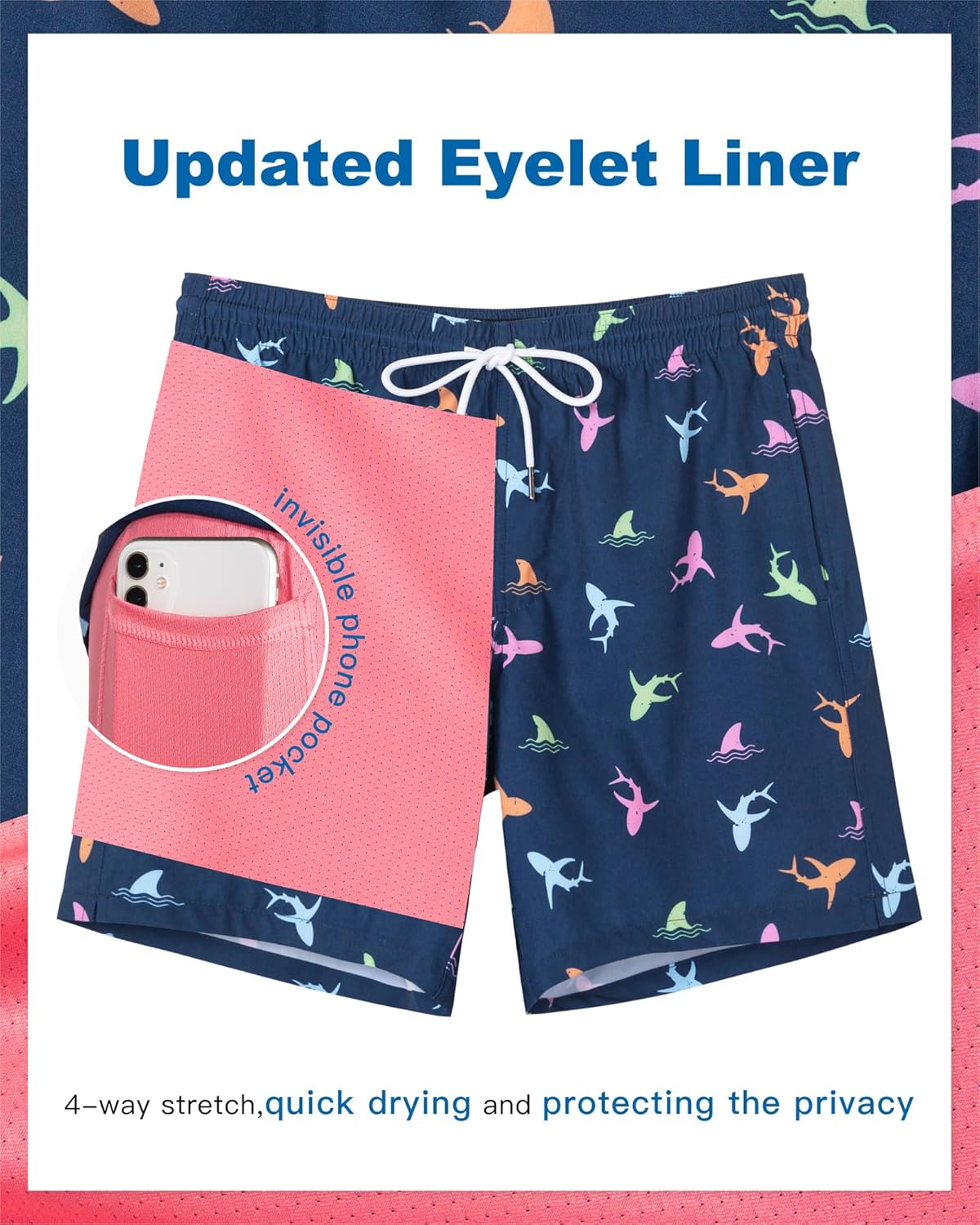 SURF CUZ Mens Swim Trunks with Compression Liner Swim Shorts 7" Swimming Trunks Stretch 7 Inch Swim Suits Quick Dry - Image 4