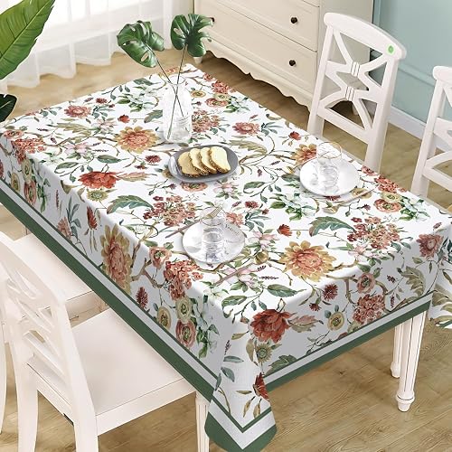 Livcoz Vintage Watercolor Floral Rectangle Tablecloth 60 x 84 Inches, Retro Flow