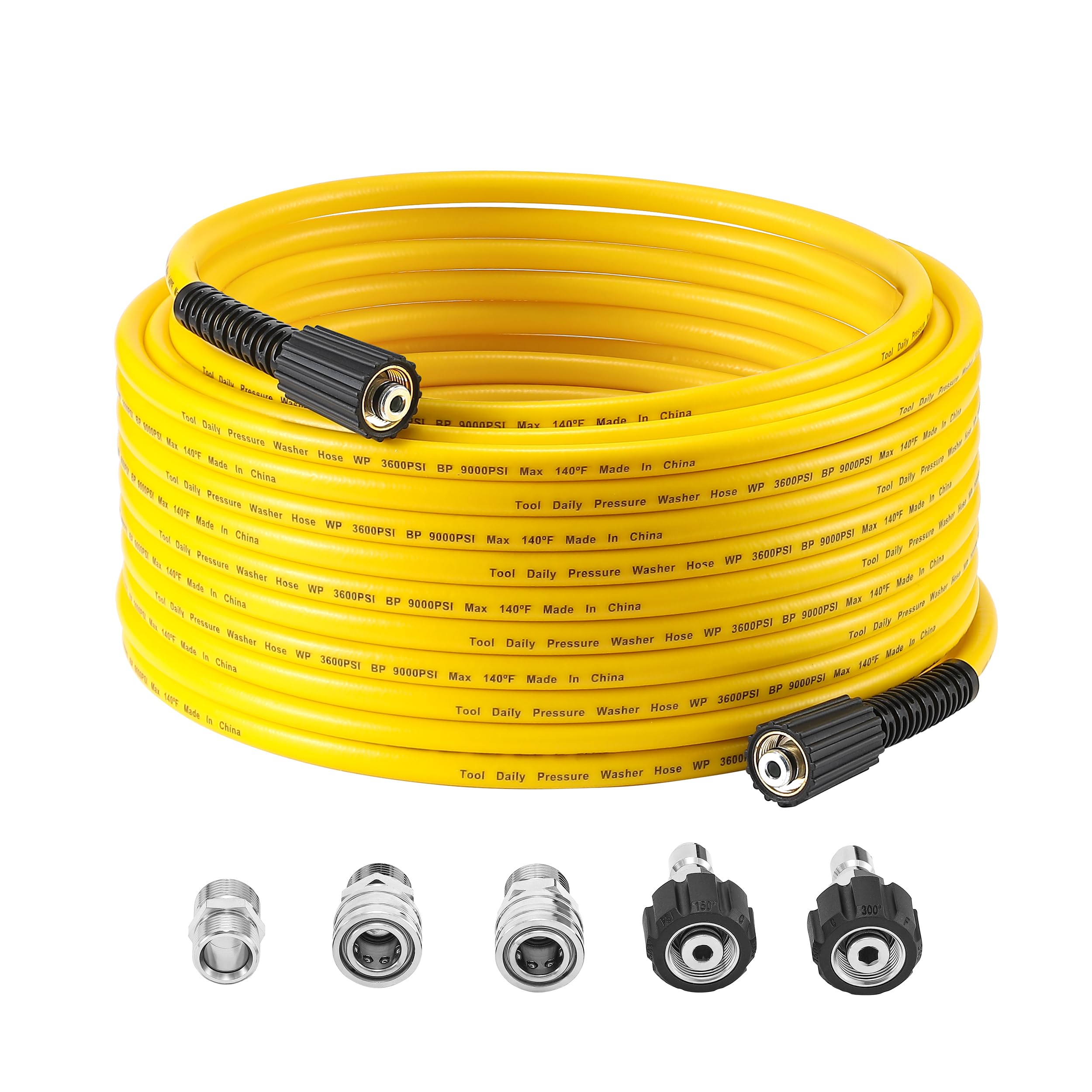 Tool Daily Hochdruckreiniger Schlauch 30m (100FT) x 1/4 Zoll, Ersatz-Verlängerungsschlauch mit M22-14mm Anschluss, Knickfest und biegsam, 3/8 Zoll QD-Schnellkupplungs-Set, 248 bar