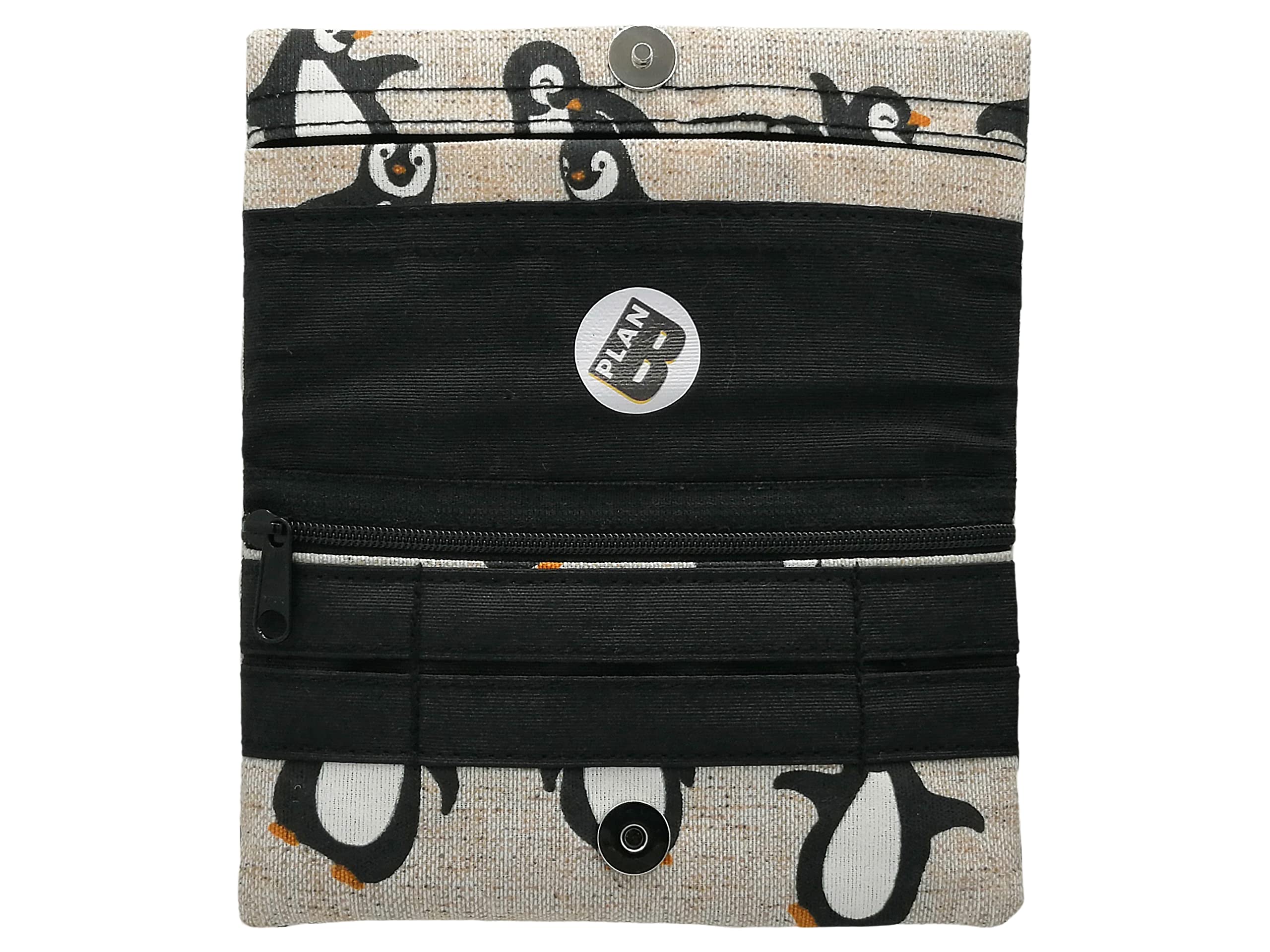 Plan B Zigarettenetuis Tabak Rollen Yolo Pinguine, 16 x 8,5 cm, 50 g, mit Eva-Gummi Tasche, Beige mit Aufdruck