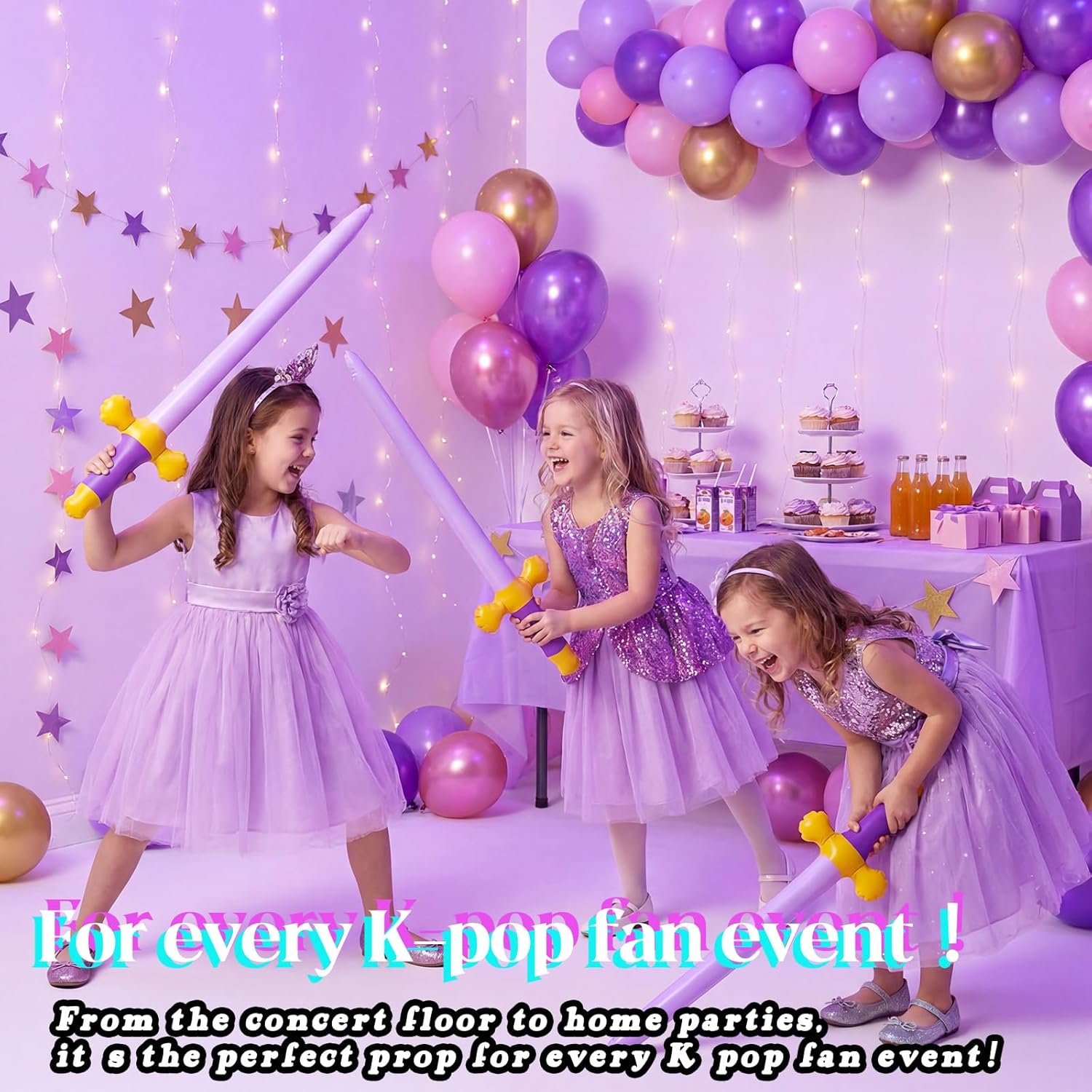 Outus 6 Pcs Inflatable Swords Blow up Swords Prince Themed Party Favors for Theme Birthday Party Swimming Pool Decorations Cosplay Halloween Costume Accessories Stage Props, 24 Inch (Gold,Purple)