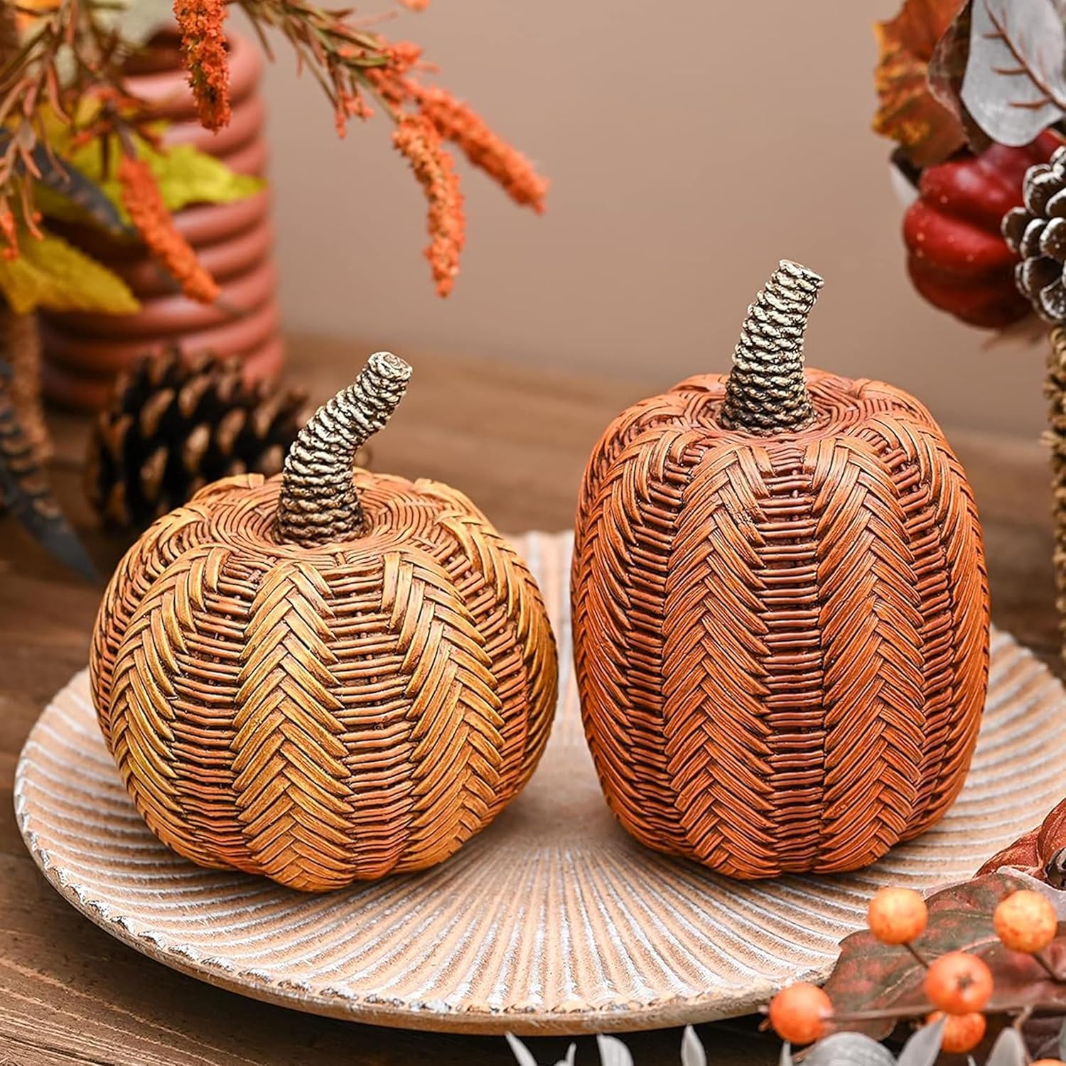 Décoration d'automne citrouilles artificielles en résine pour centre de table Halloween