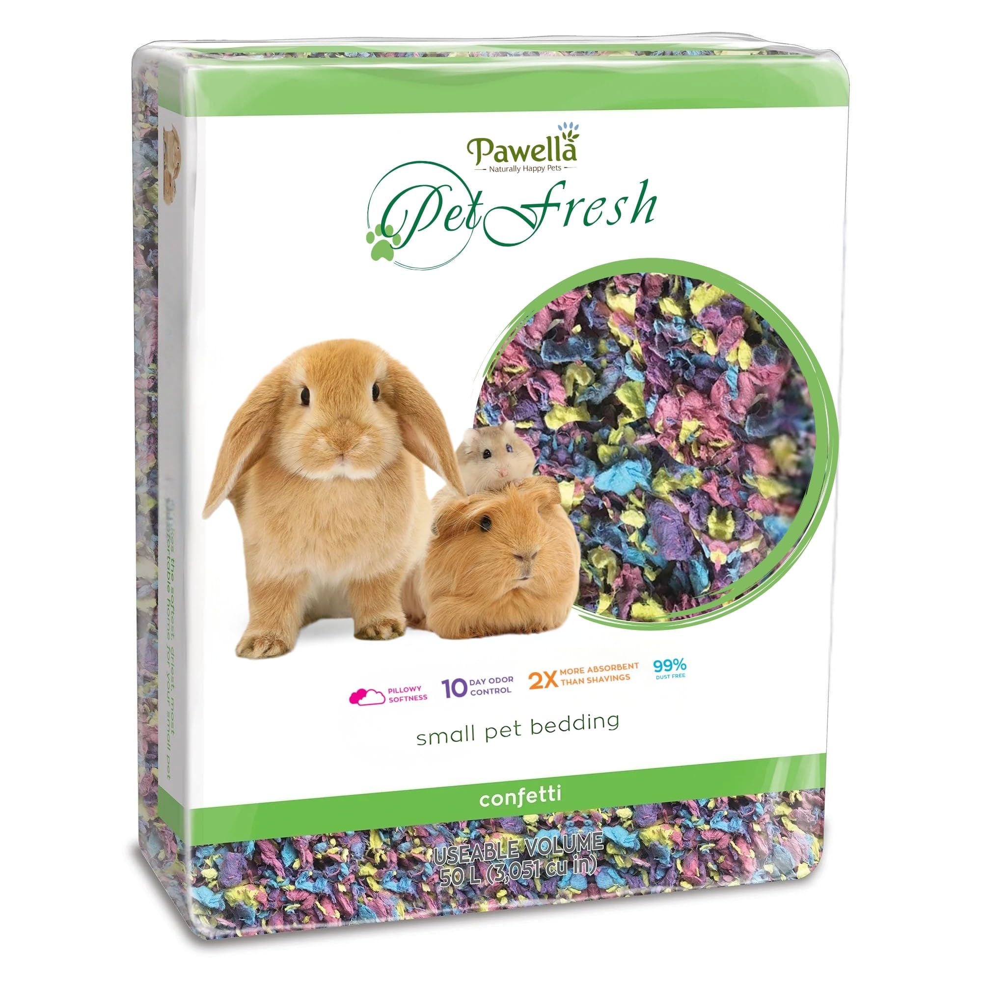 W-Direct Premium Small Animal Bedding – 10L, Super Soft, 10-Day Odour Control, 2X Absorbent, Dust-Free, Eco-Friendly Bedding for Rabbits, Guinea Pigs, Hamsters & Other Small Pets (Confetti - 10L)