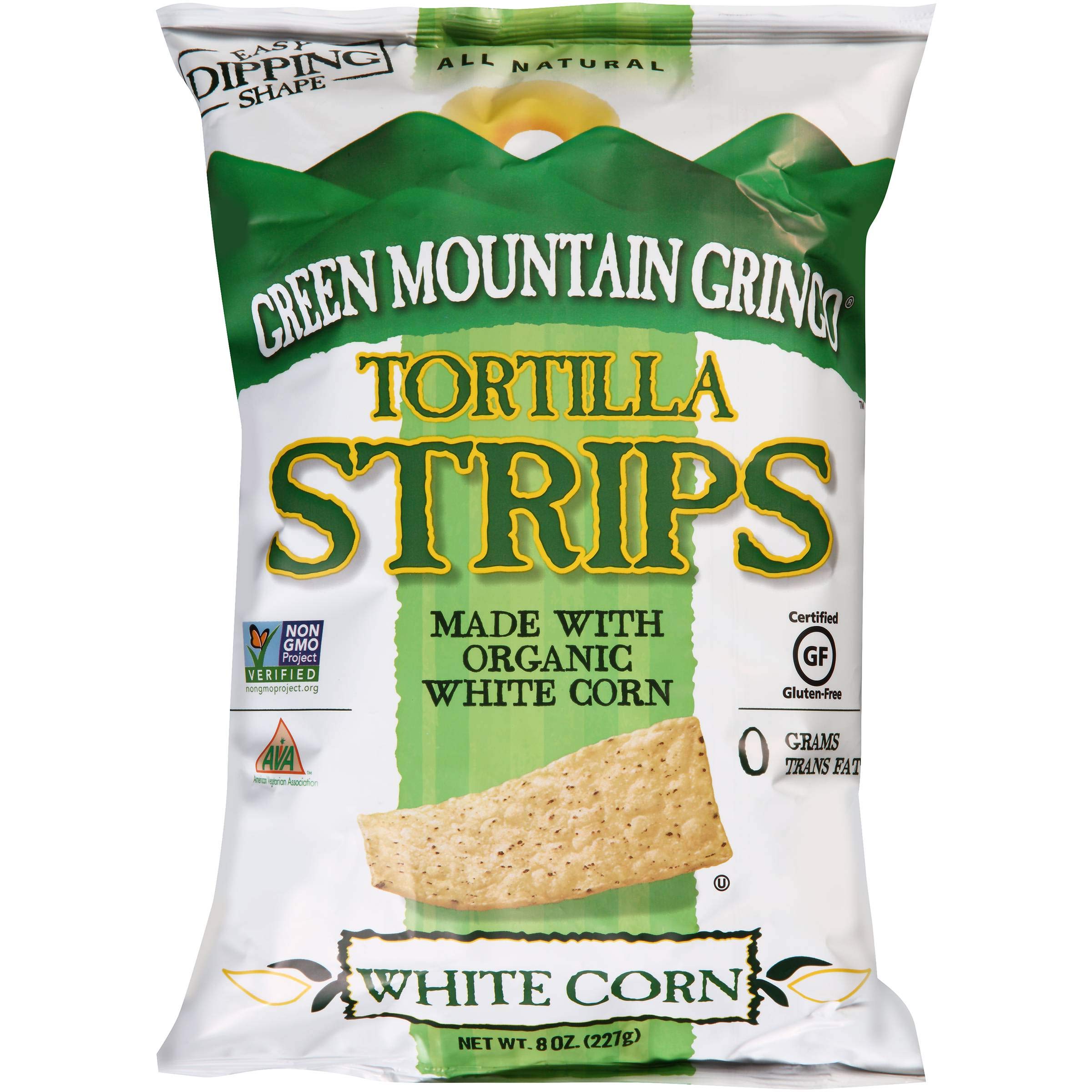 GREEN MOUNTAIN GRINGO CHIP TRTLA STRIP WHT CORN, 8 OZ, PK- 12