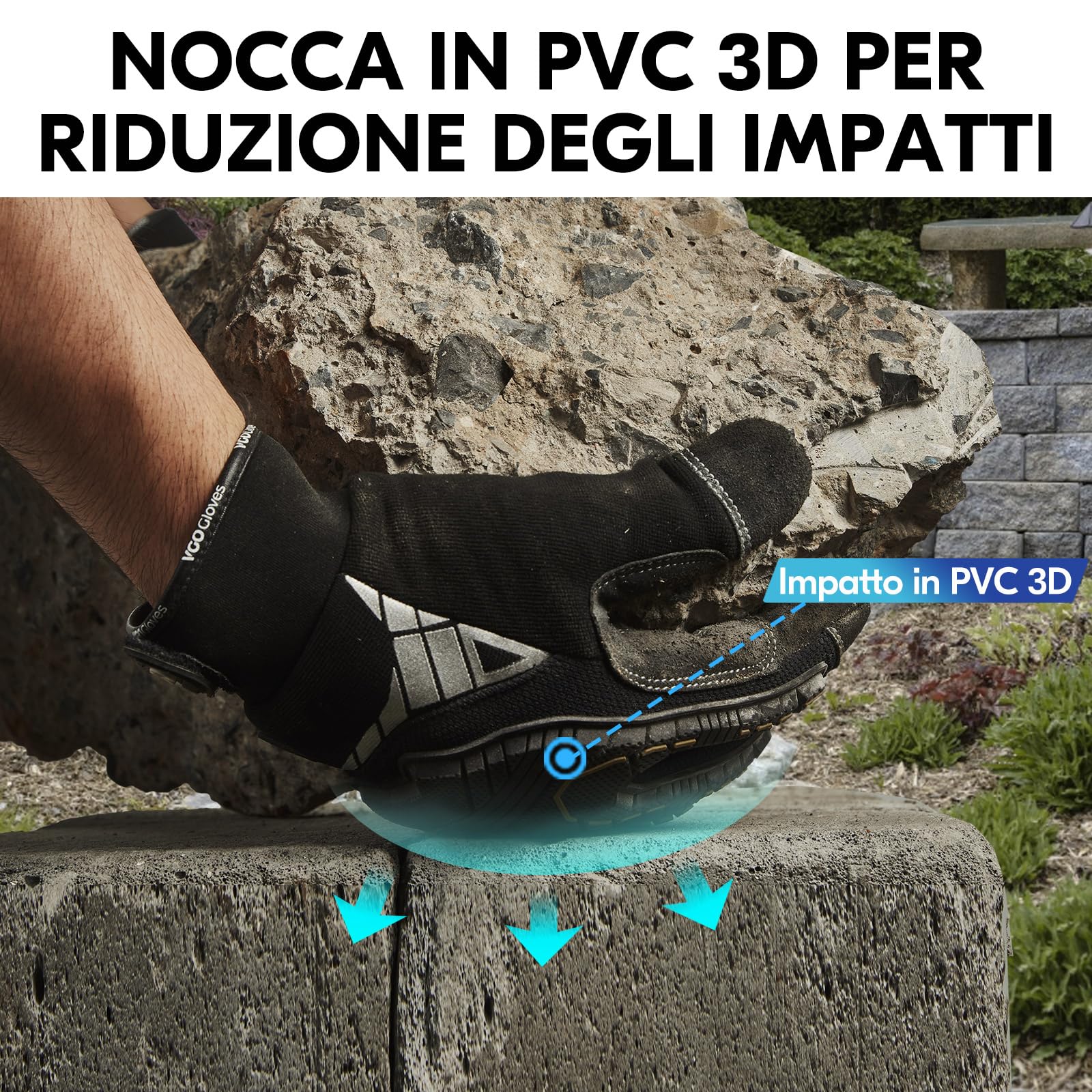 Vgo... 2 paia Guanti da Lavoro Uomo Resistenti, Guanti Antivibrazione Meccanico Antiurto in Pelle, Guanti Protettivi Sicurezza Pesante Rigger Heavy Duty per Decespugliatore Officina Edilizia(S)