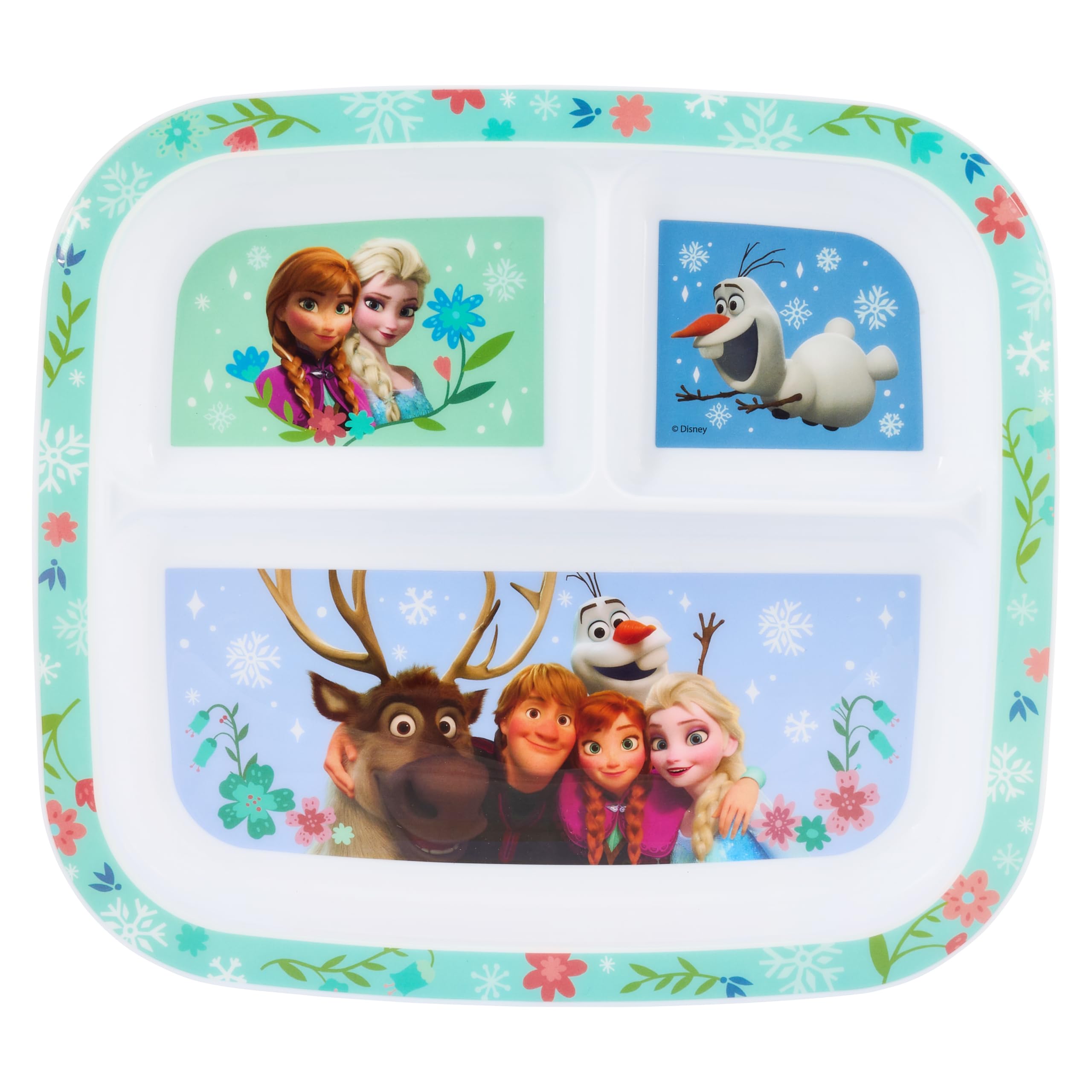 Disney Frozen 3-Section Children's Divided Plate - BPA-Free, Durable & Colourful Dining for Children, Perfect for Balanced Meals - 36 Months Up