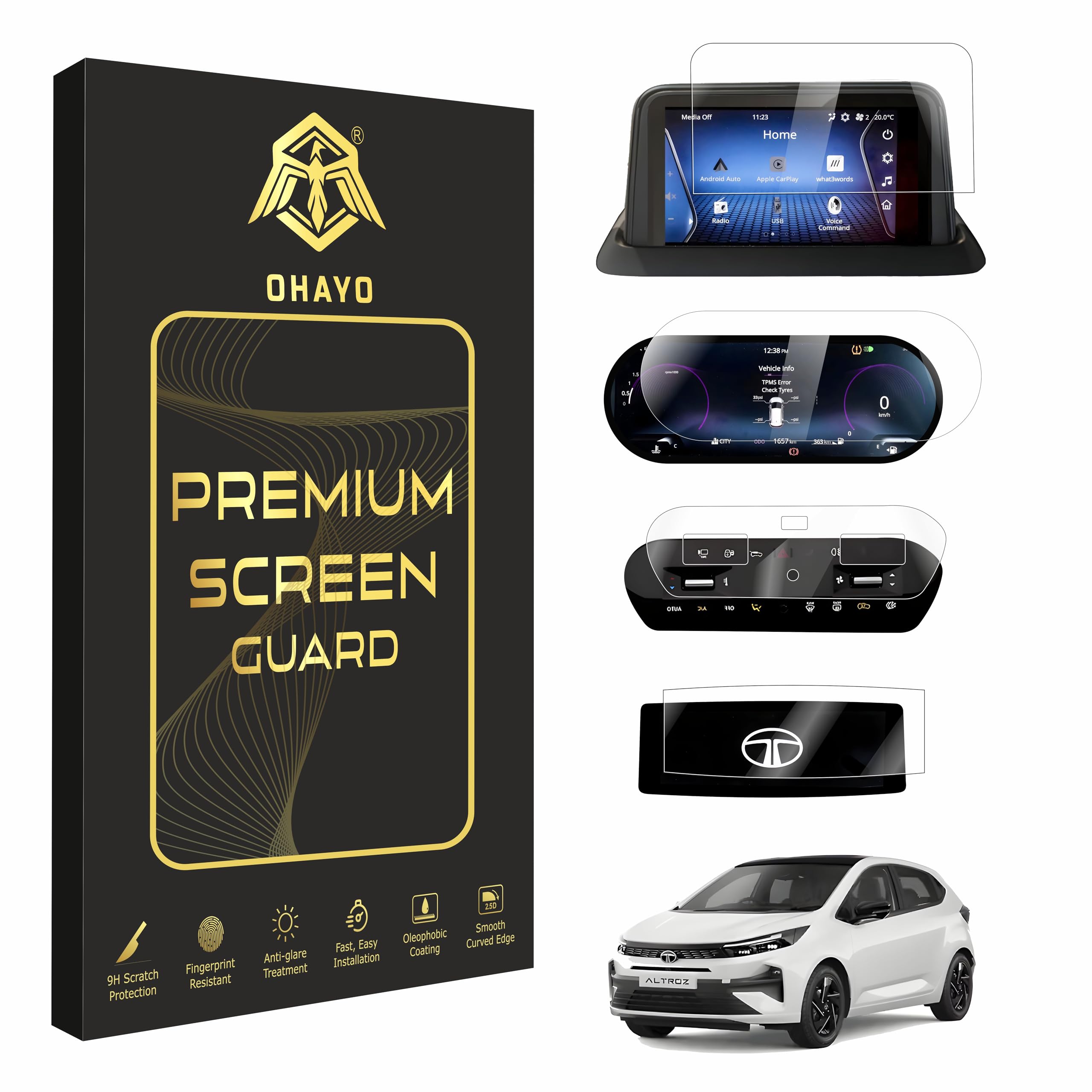 OHAYO Screen Guard For TATA ALTROZ (Tata Altroz 7" INFO+4" MID [4 PACK])-image-14