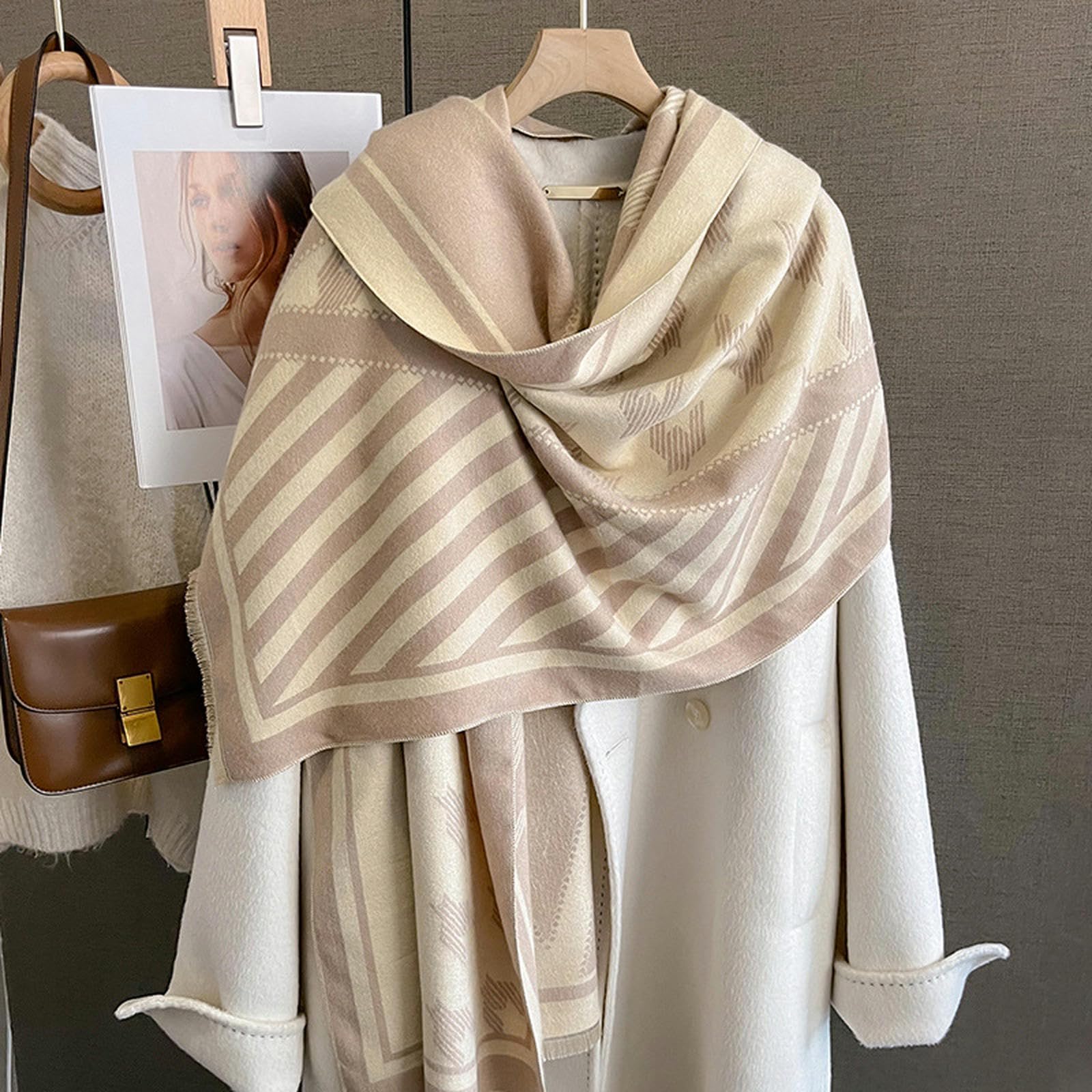 Zonto Scialle Sciame di Sciarpa Calda Invernale Houndstooth Floral Spessa Sciarpa da Donna Scialle da Viaggio in Velluto da Donna