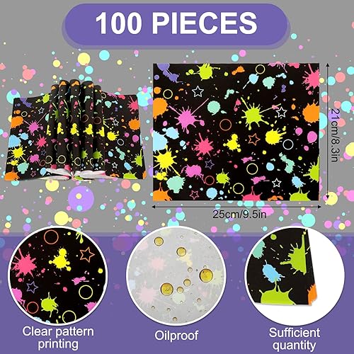 Miniatura 2 de Whaline 100 piezas de papel encerado de neón para donas, hojas de papel encerado seco, impermeables, a prueba de aceite, forros de pícnic,