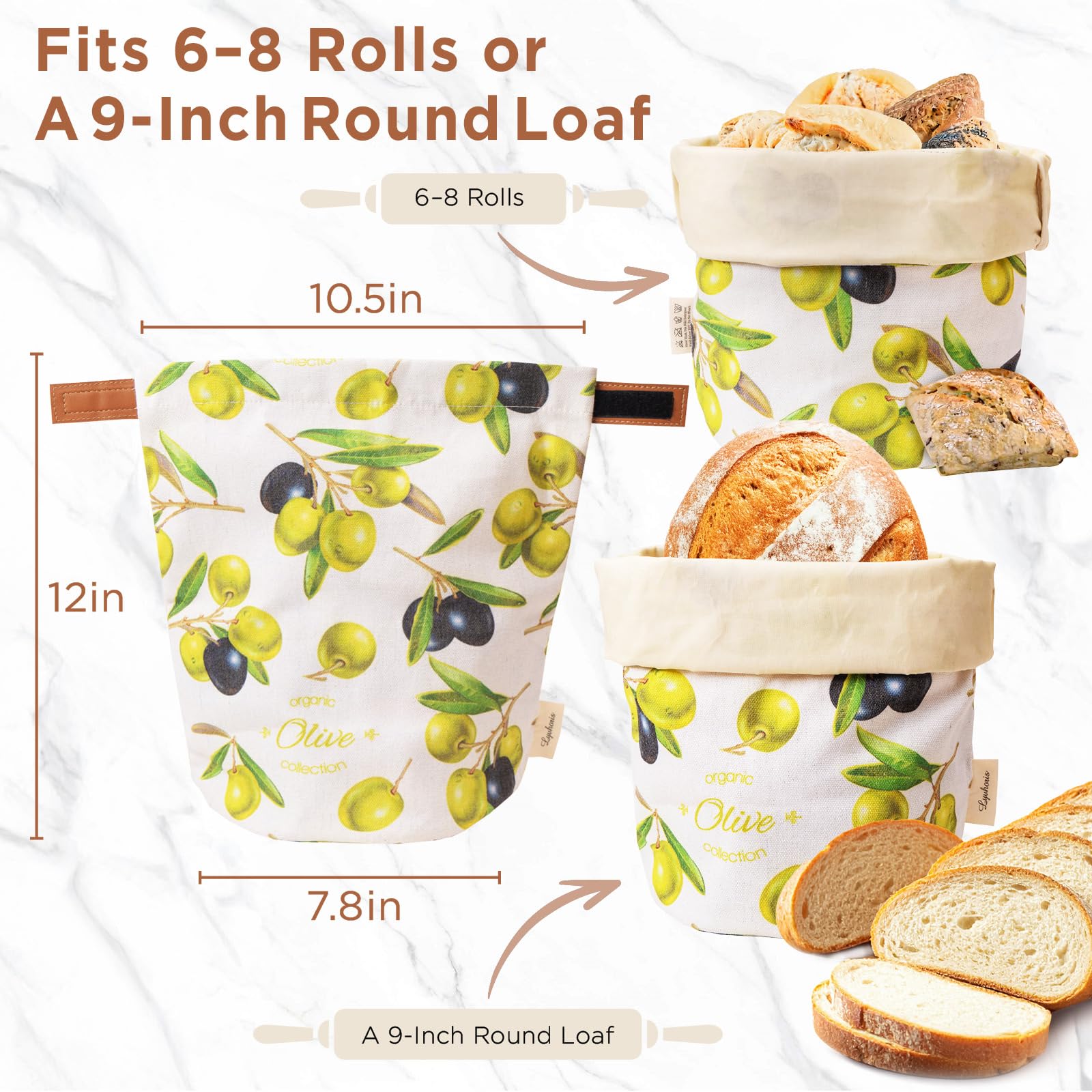 Lot de 1 sac à pain en cire d'abeille pour levain, sacs à pain faits maison réutilisables en lin et coton avec joint en cuir, sac de rangement au levain pour offrir