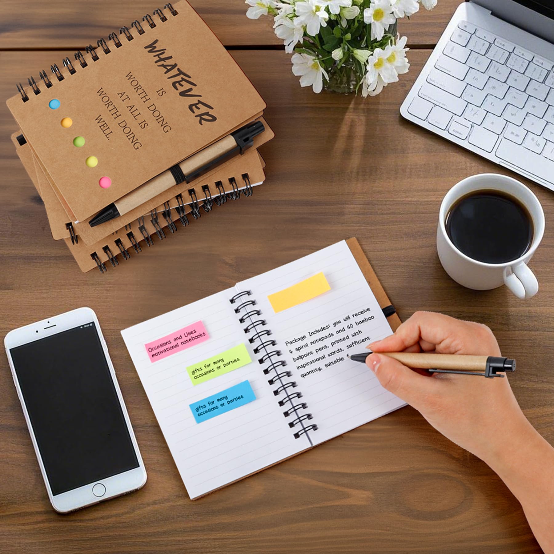 ERUW Cuaderno de 42 piezas con bolígrafo, 60 hojas, cuaderno para oficina/material escolar, regalo de agradecimiento para colegas, profesores, inspiradores empleados, cuaderno de notas en espiral