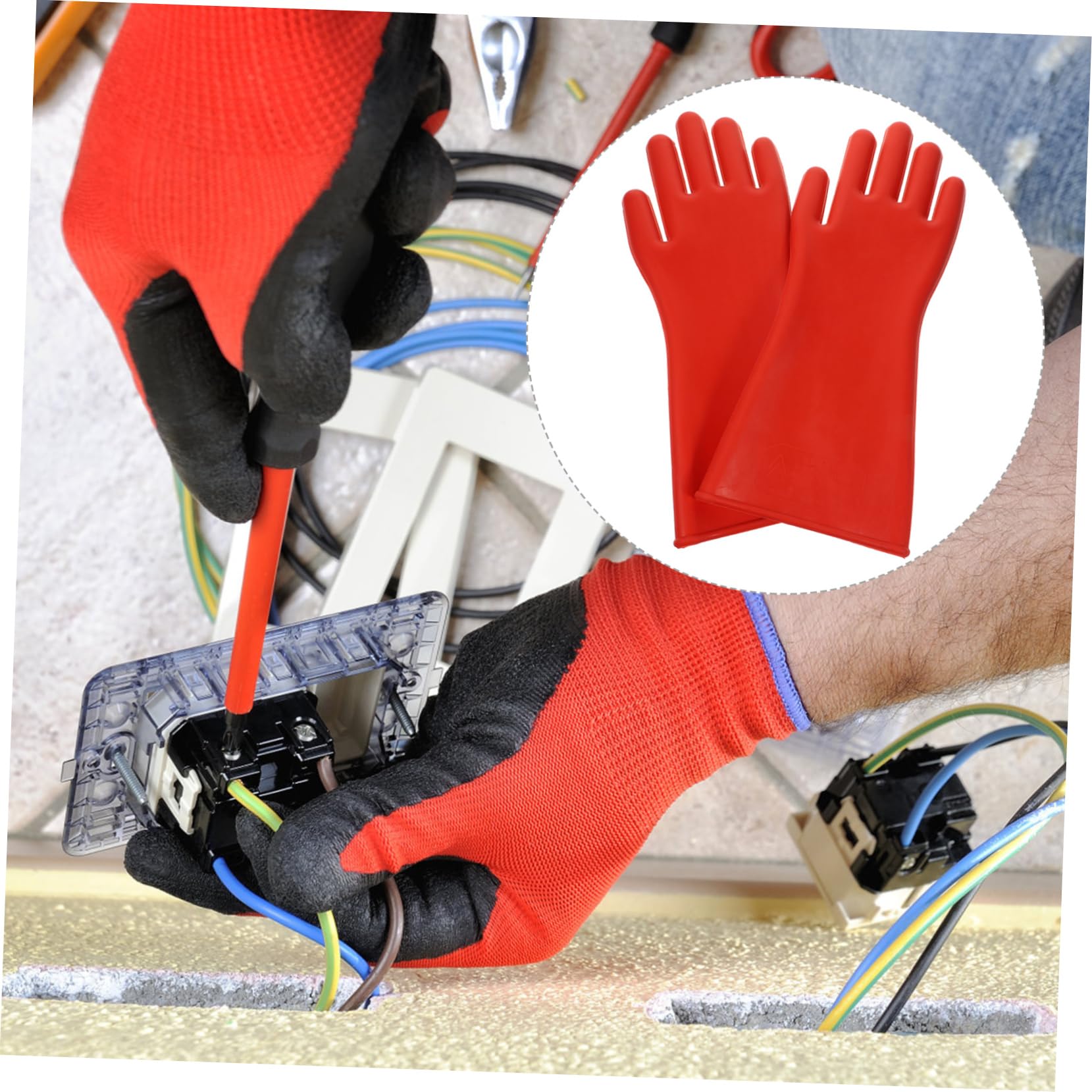 Veemoon Guantes Aislantes de Goma para Electricistas Guantes de Trabajo Eléctrico de Voltaje para Protección Instalaciones Eléctricas