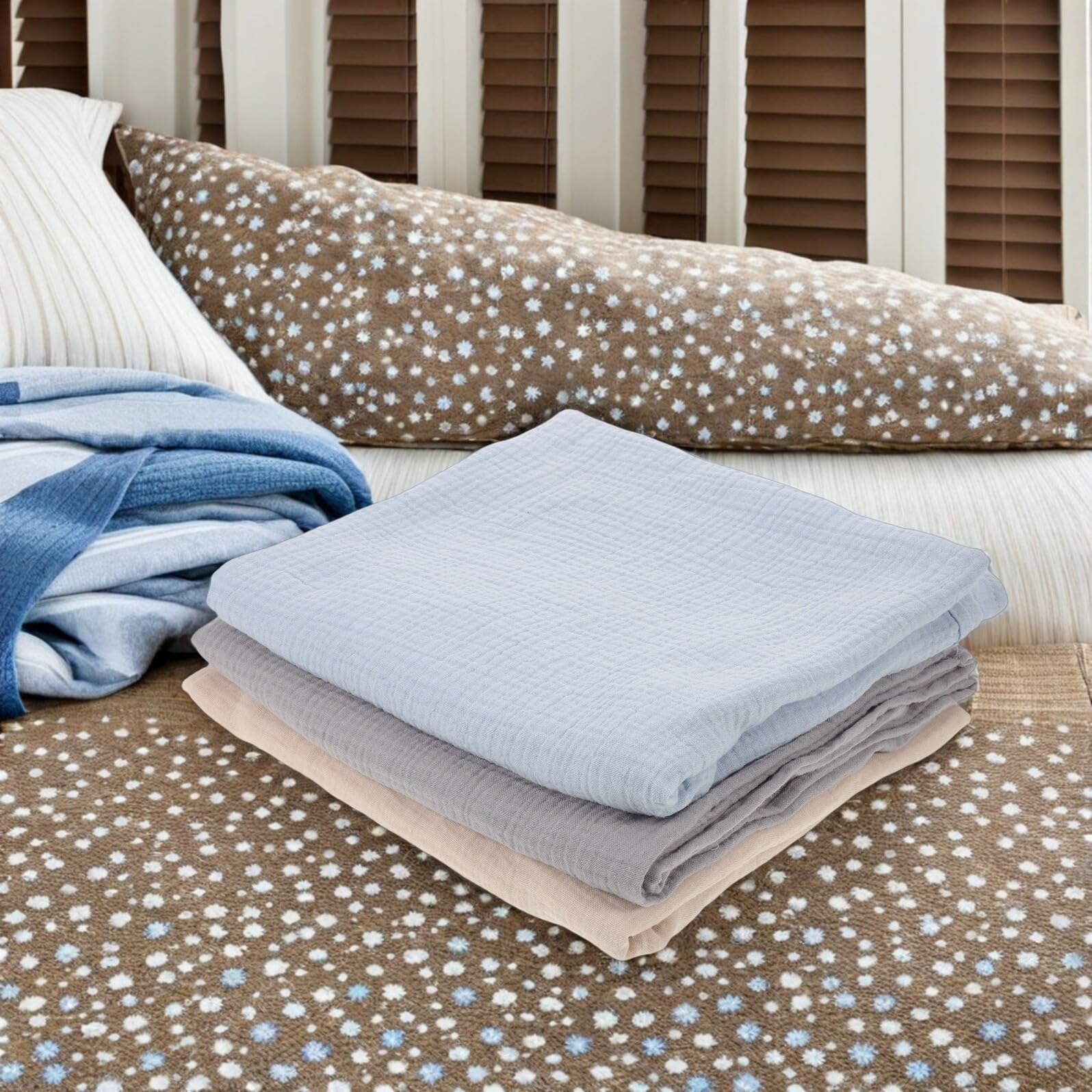 HANABASS 3piezas Manta Envolvente para Recién Nacidos de Muselina Envoltura Transpirable Unisex Dormir Guardería