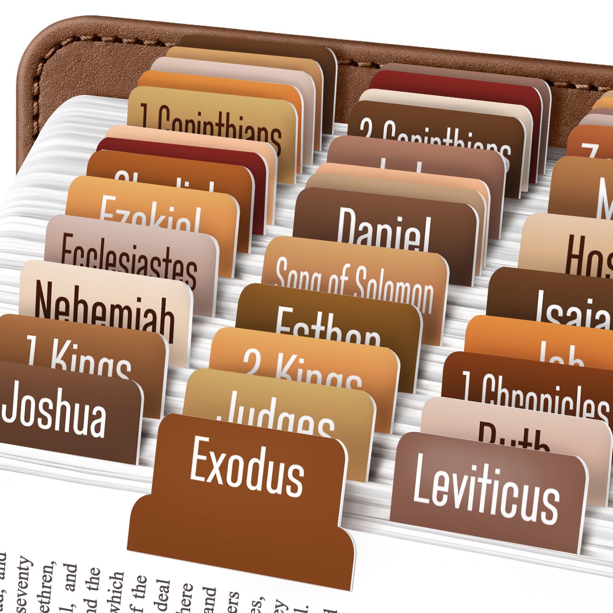 Essex Wares - Coffee Colored Bible Tabs, 80 Tabs for Women & Men — image 1