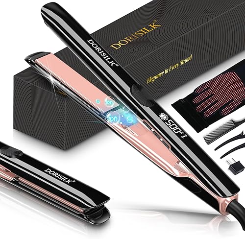 DORISILK Plancha de pelo profesional de alta temperatura de 500 grados, plancha plana de cerámica de calentamiento rápido de 30 segundos, alisador y
