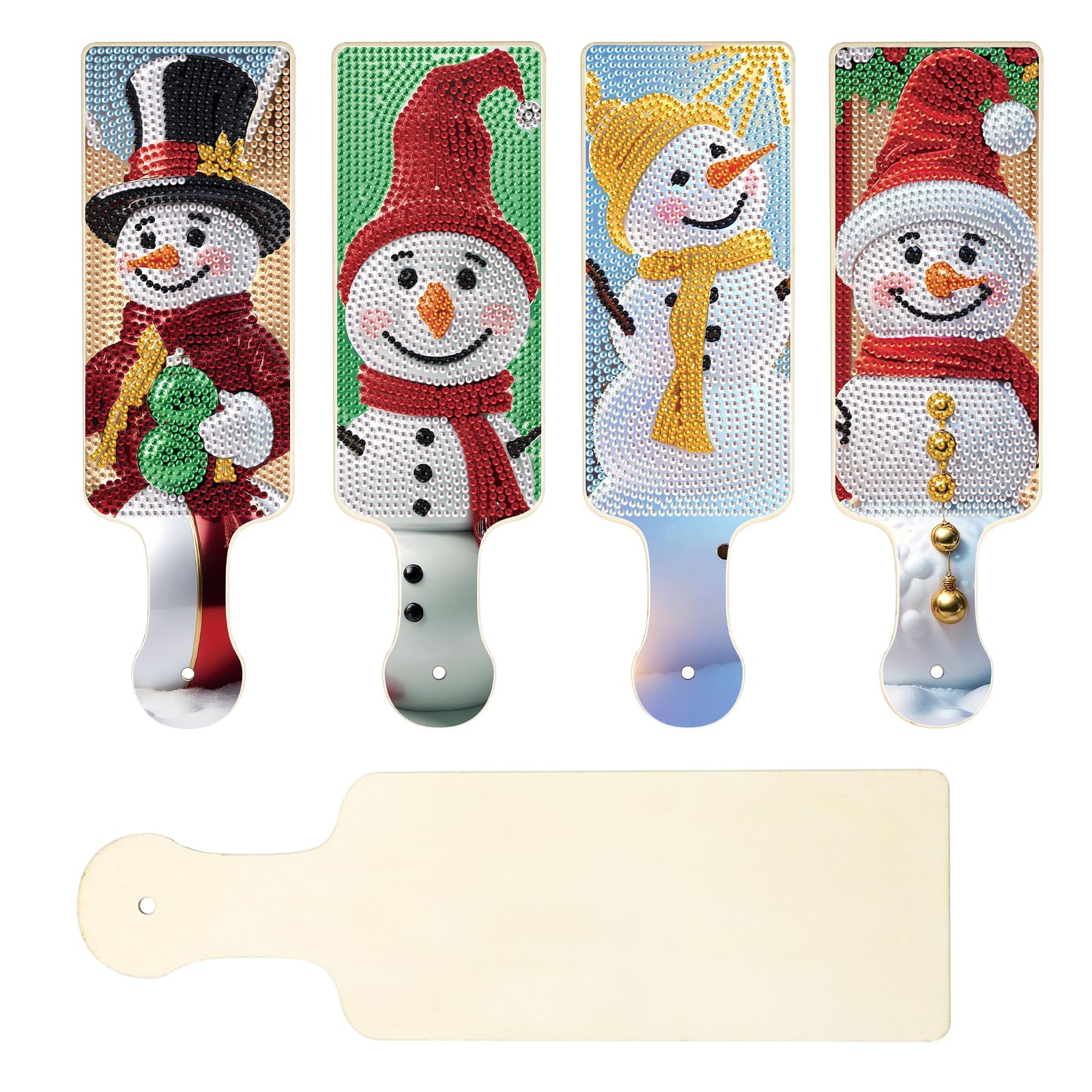 4 Pcs Diamond Art Painting Tray Board for Adults, 5D DIY Special Shape Crystal Rhinestones Diamond Art Cutting Board Christmas, Indoor Kitchen Dining Table Decor Christmas Gift (Christmas Snowman)