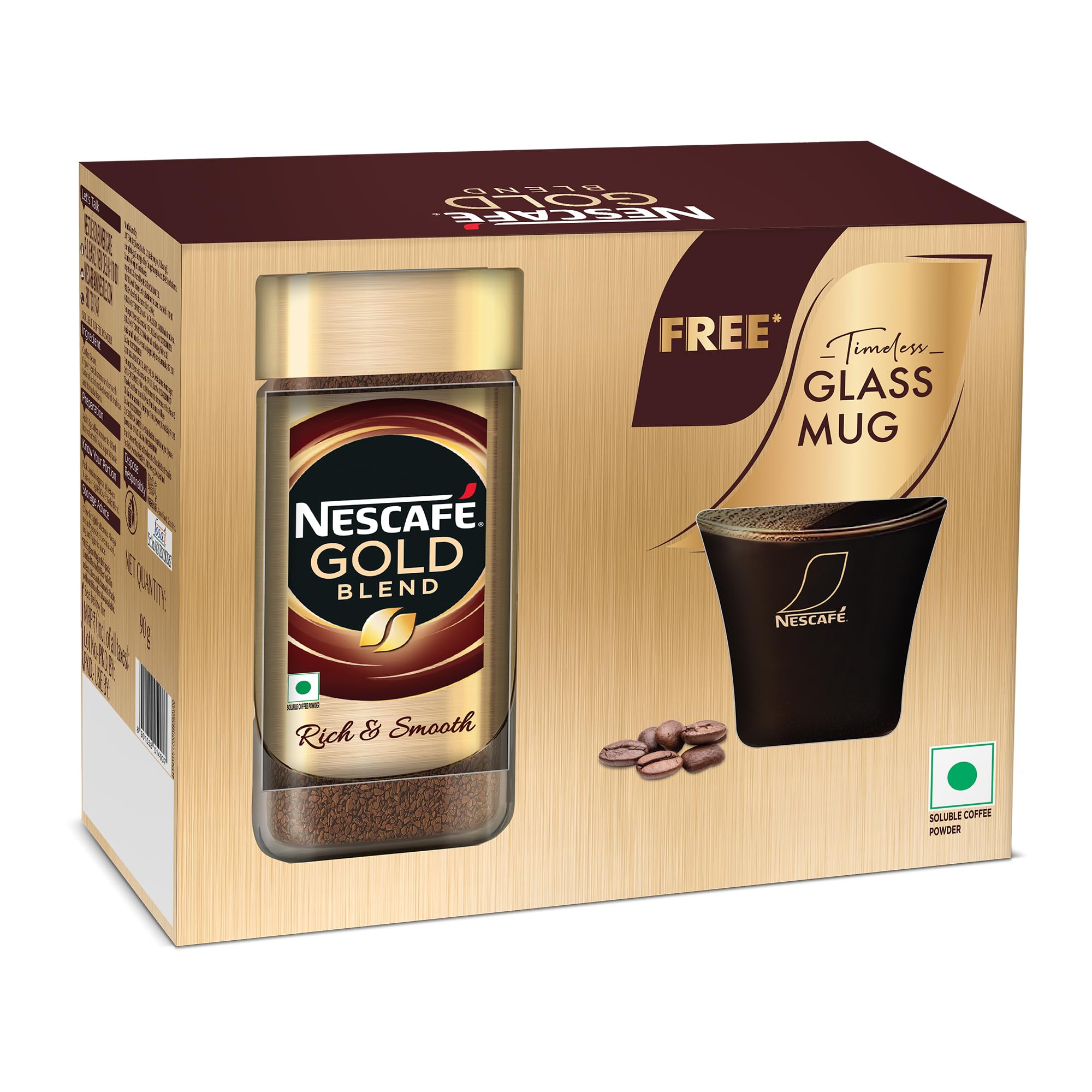 NESCAFE Gold Instant Coffee Powder | Premium Imported Coffee | Coffee at its best | Freeze Dried | Rich & Smooth Taste | Jar with Free Glass Mug | 90g Jar (B084HBHX66) Amazon Price History, Amazon Price Tracker