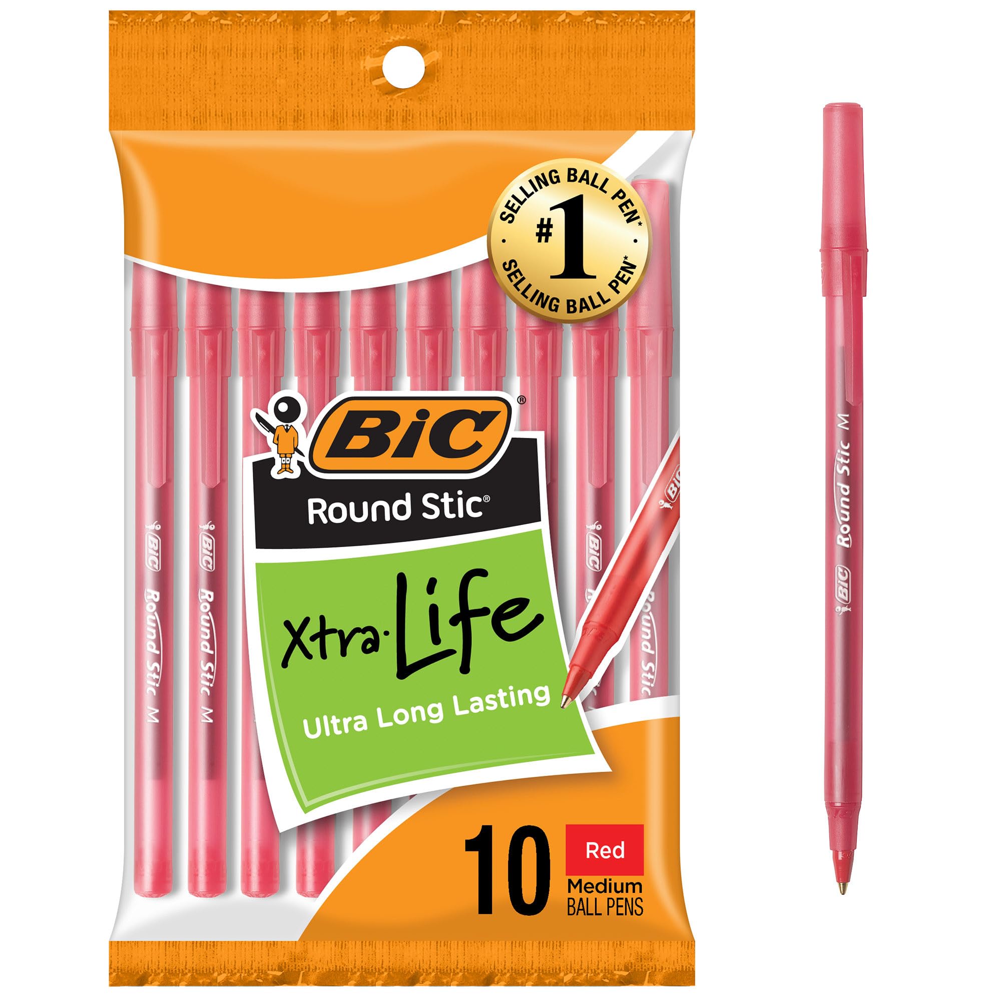BIC 丸型 スティック 長寿命 ボールペン ミディアムポイント 10 Count