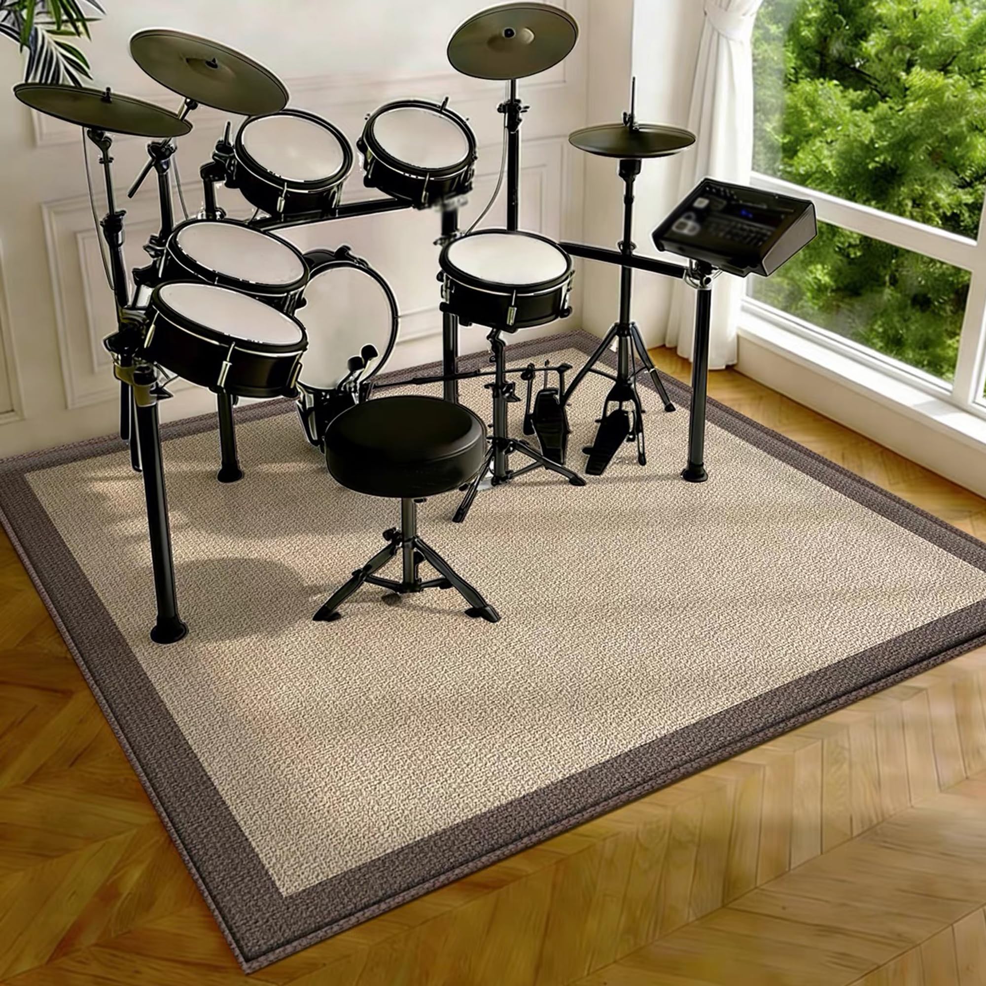 Drumming Drum Rugs, Drum Mat Drum Rug Non Slip Soundproof Mats, 120 x 80 cm Drum Carpet for Drummers Outdoor, Electronic Drum Set Practice Music Rug, Floor Protection Pad for Splash Cymbal Stands