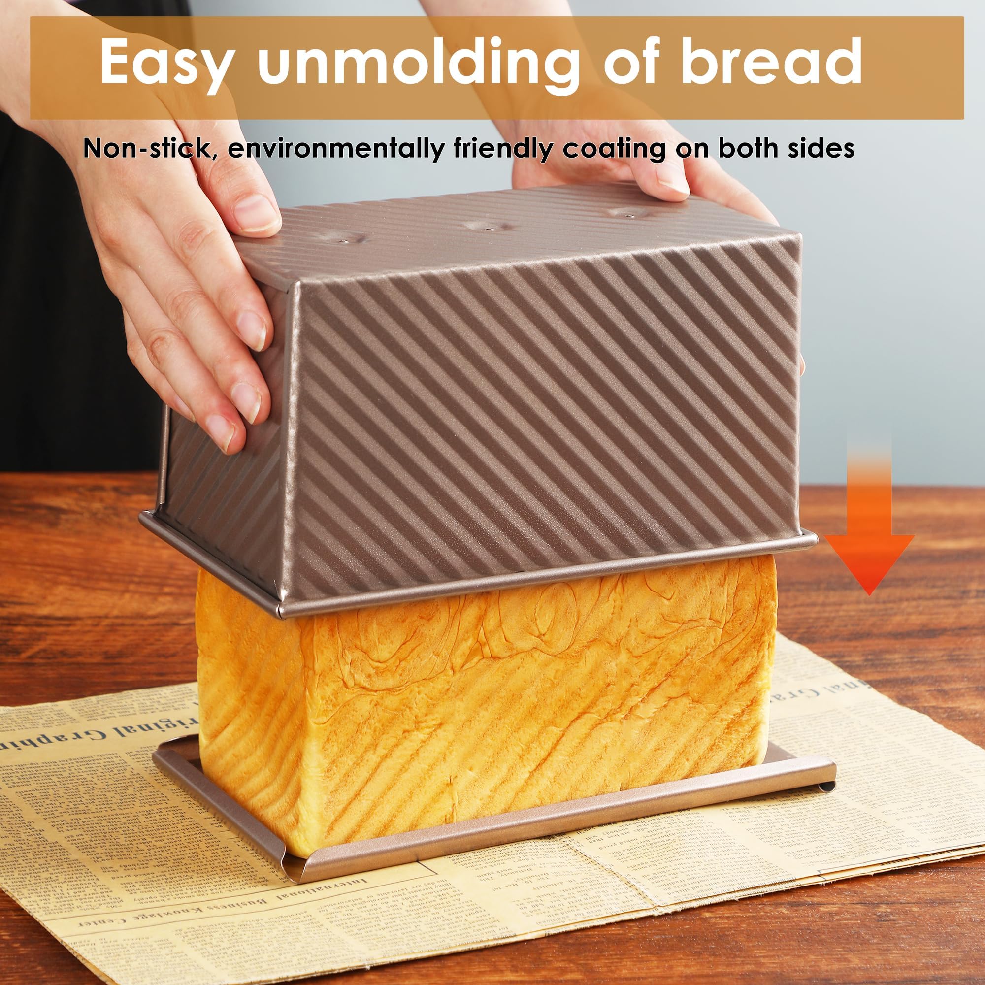 Brotbackformen Toast Brot Backform,Pfanne Brot Laib Dose mit verschiebbarem, für Brote, Kuchen, Gebäck, inklusive 1 Silikonspatel und 1 Hitzeschutzhandschuhe,38x13.5x12.5cm